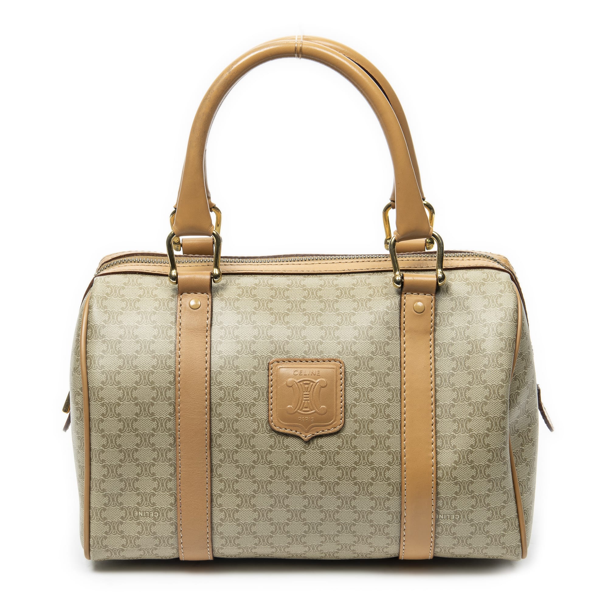 Celine Celine Beige Coated Canvas Mini Boston ABC2856