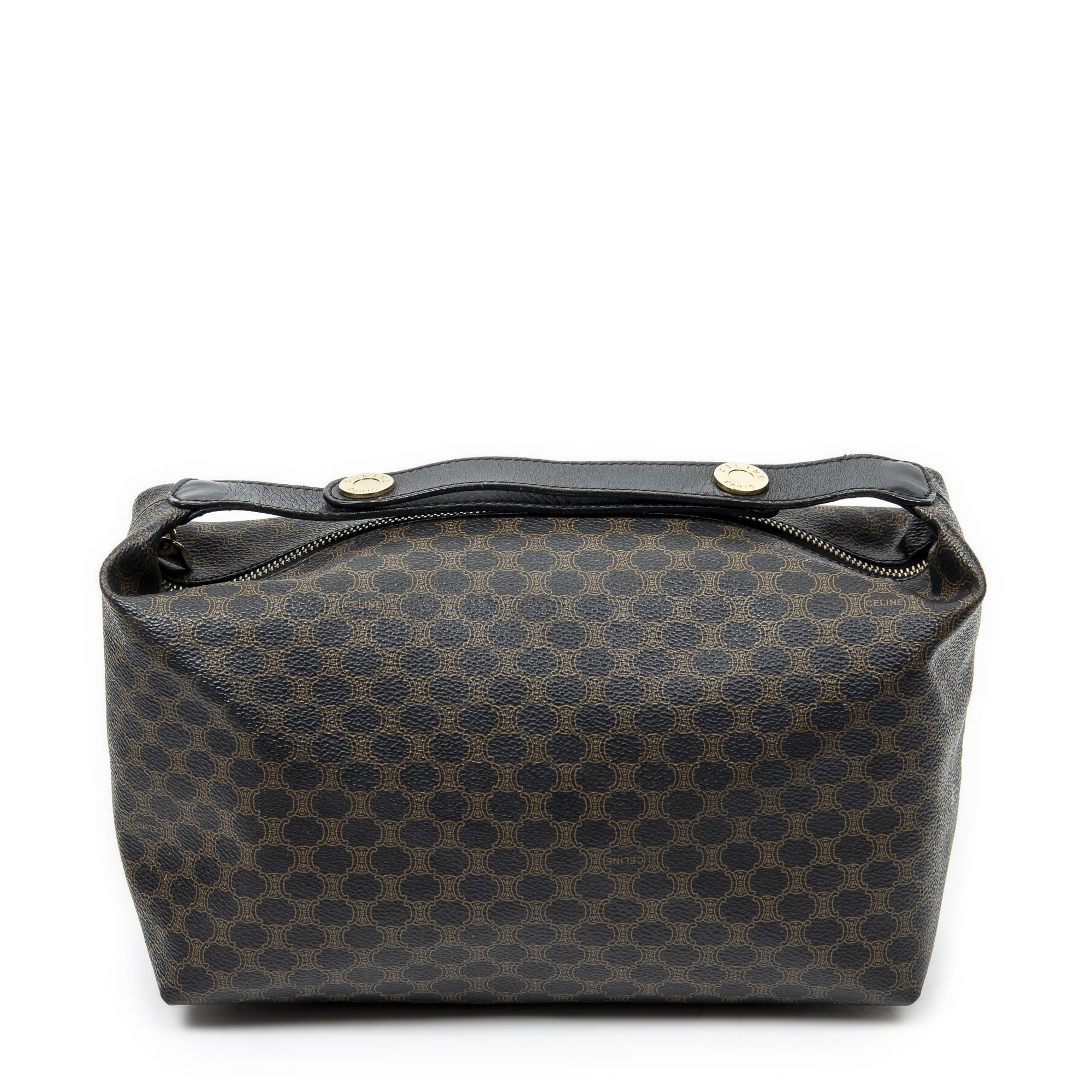 Celine Celine Brown/Black Coated Canvas Vintage Zip Hobo ABC6648