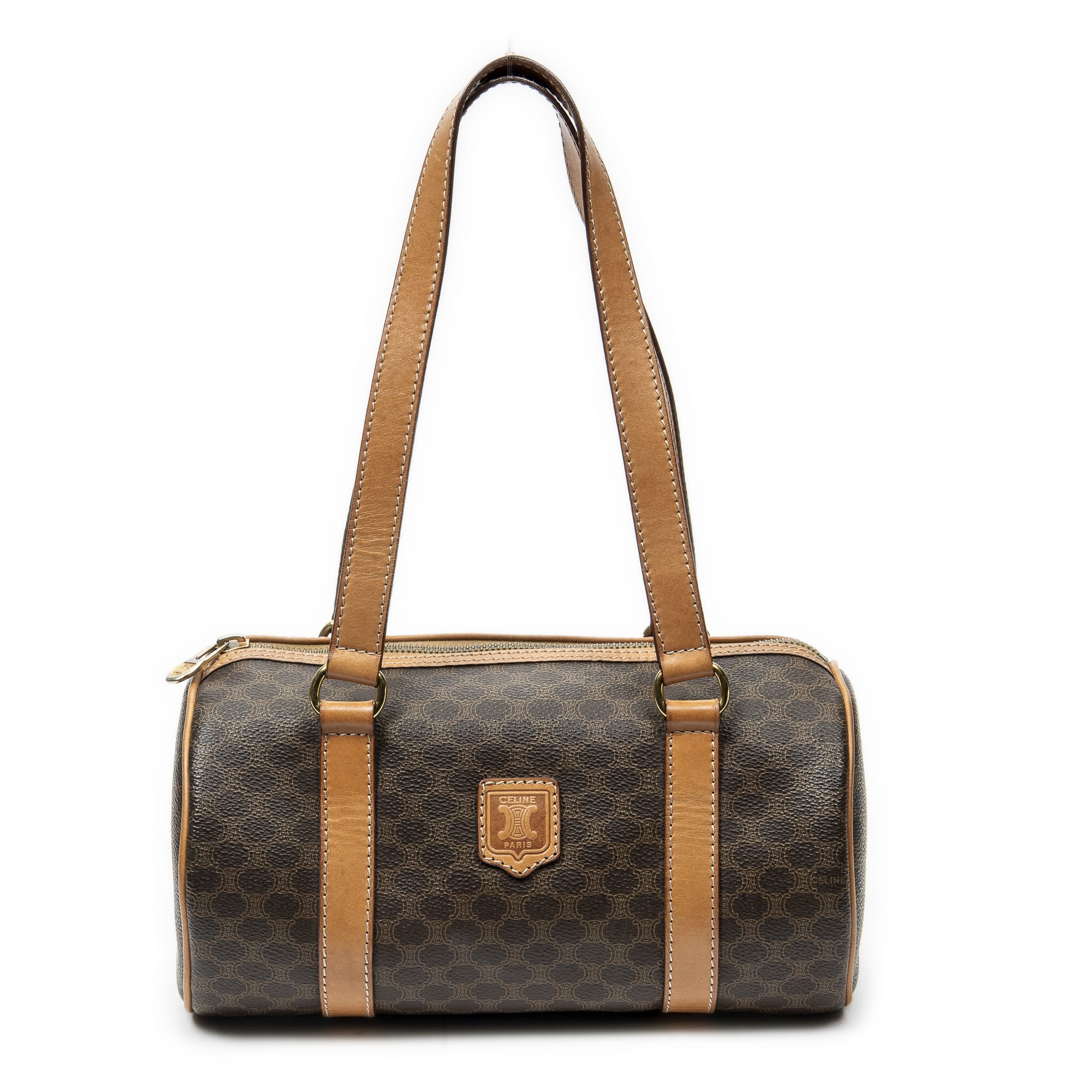 Celine Celine Brown Coated Canvas Bowling Bag ABC2928