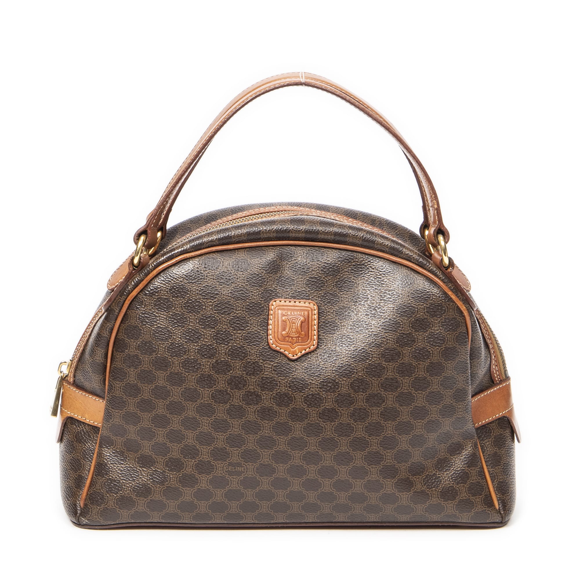 Celine Celine Brown Coated Canvas Dome Top Handle ABB8756