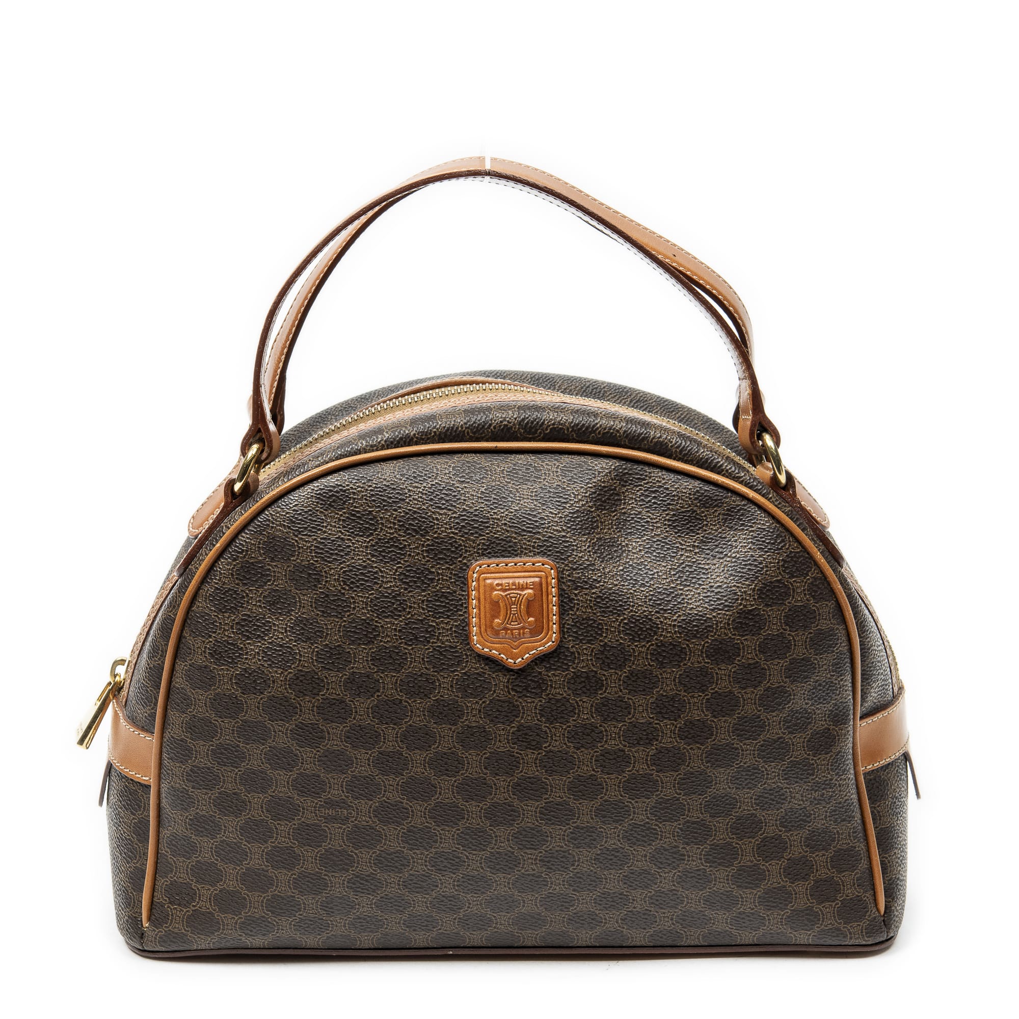 Celine Celine Brown Coated Canvas Dome Top Handle ABC4328