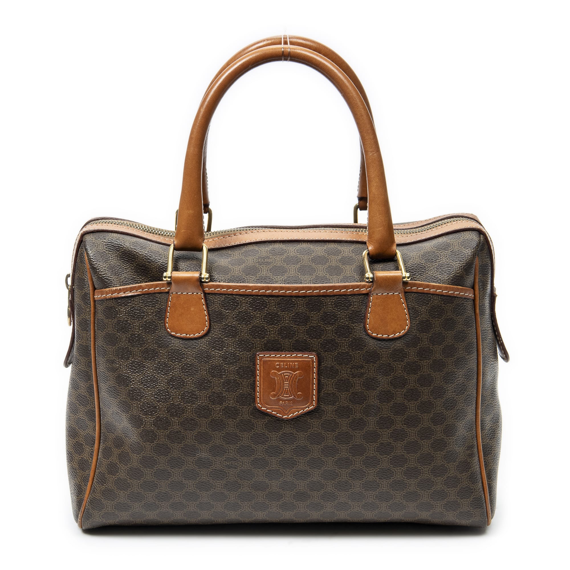 Celine Celine Brown Coated Canvas Small Boston ABC2931