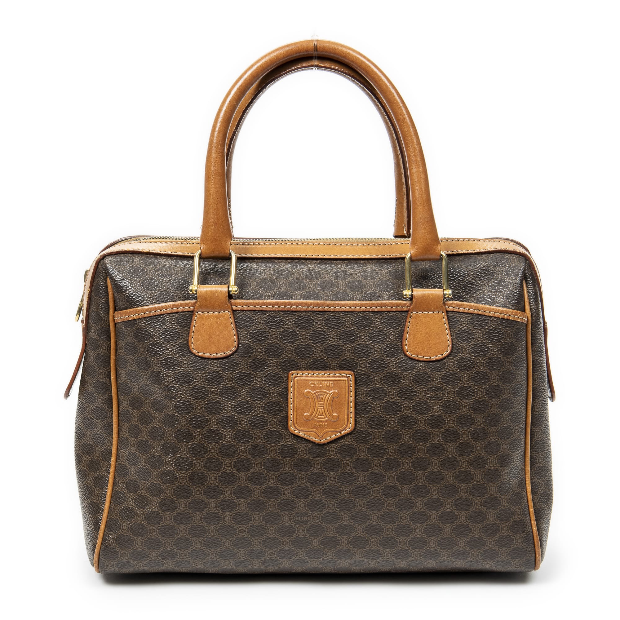 Celine Celine Brown Coated Canvas Vintage Small Slip Pocket Boston ABB7659