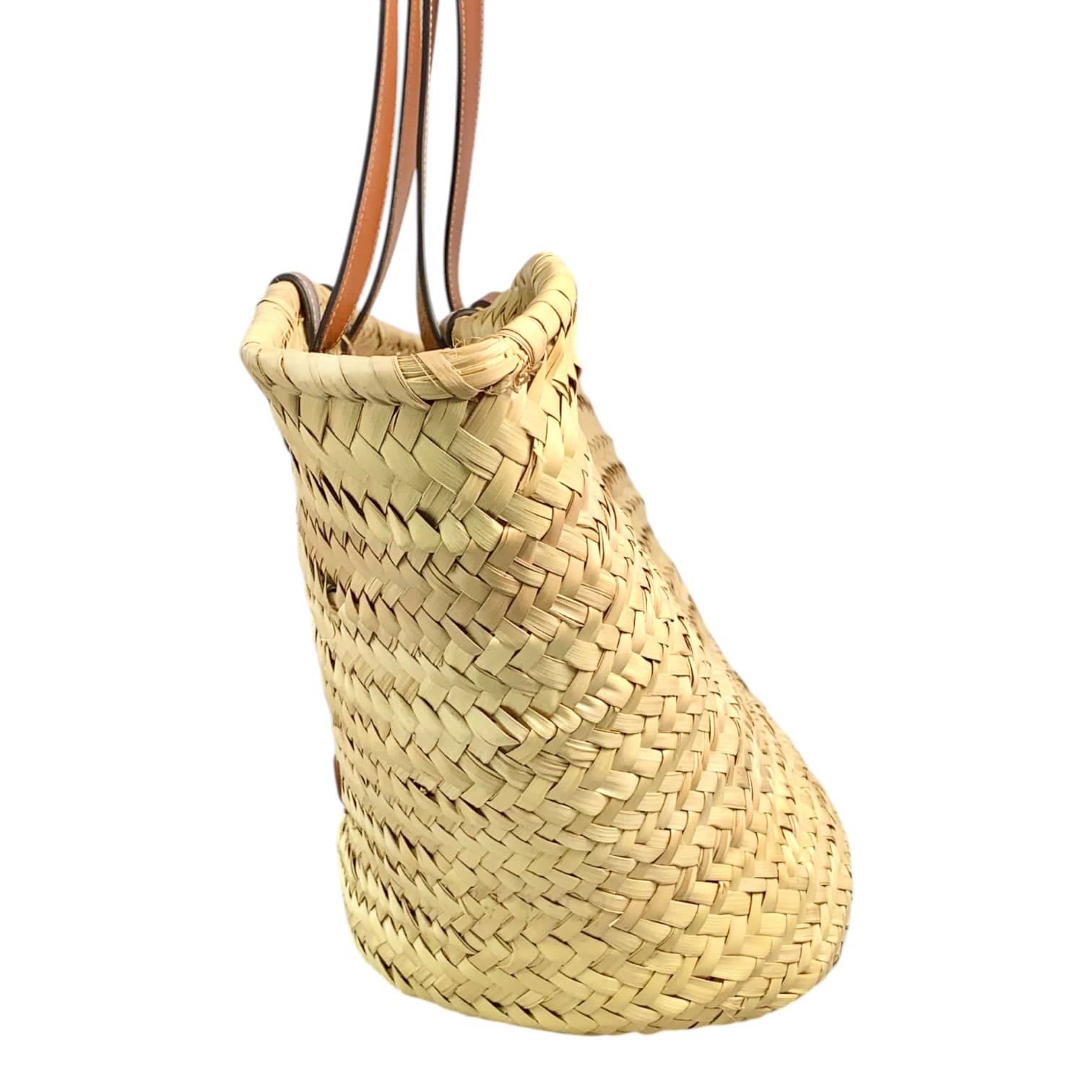 Celine Celine Classic Panier In Palm Leaves And Calfskin