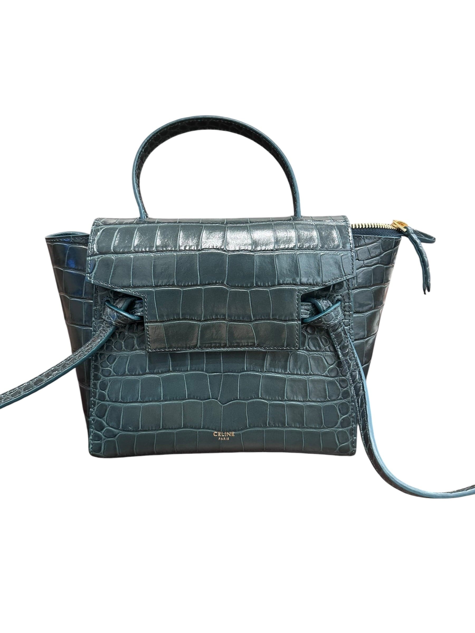 Celine Celine Small Embossed Green Belt Bag