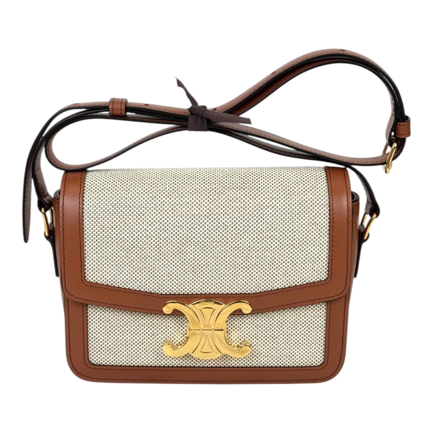 Celine Celine Triomphe Teen 18.5cm in Brown Toile & Leather