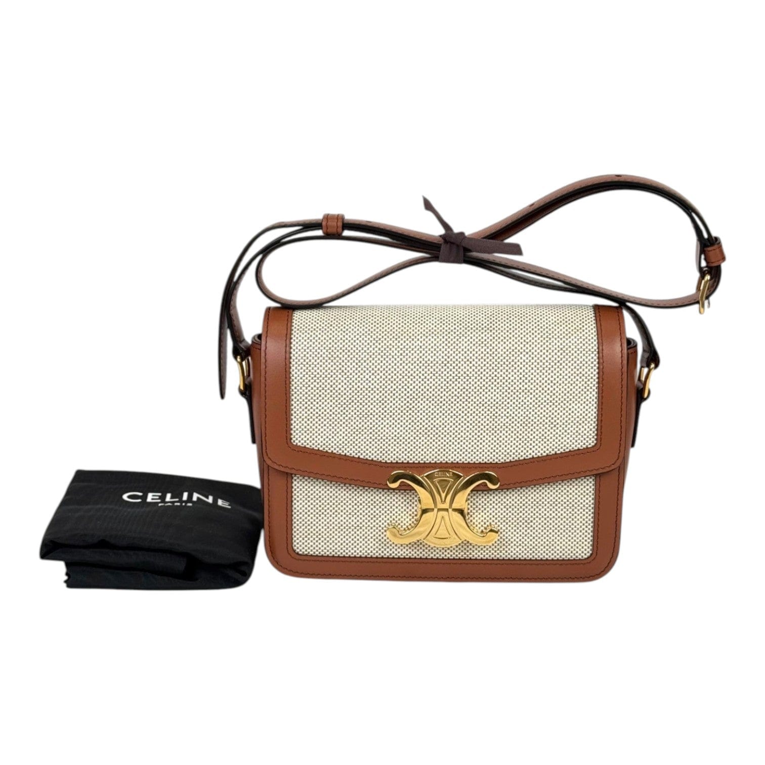 Celine Celine Triomphe Teen 18.5cm in Brown Toile & Leather