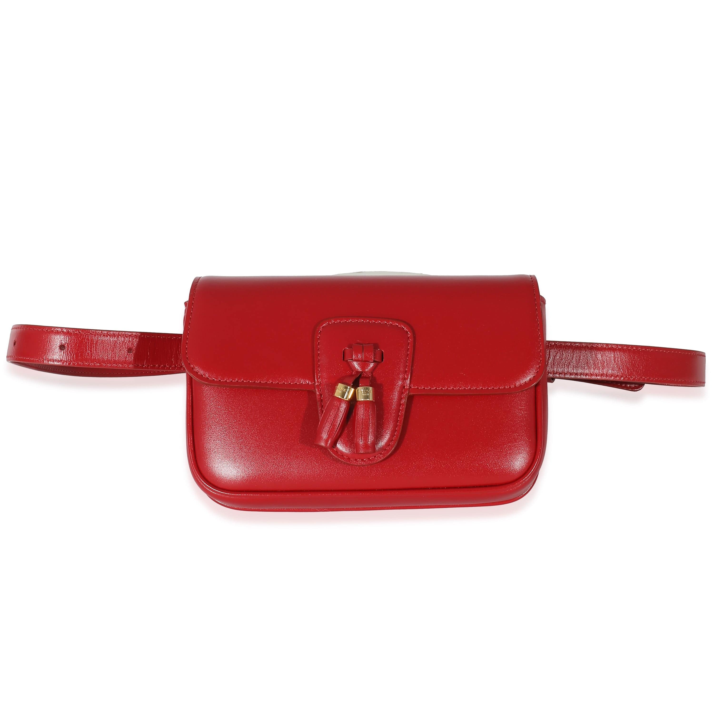Celine Red Smooth Calfskin Tassel Belt Bag LuxuryPromise