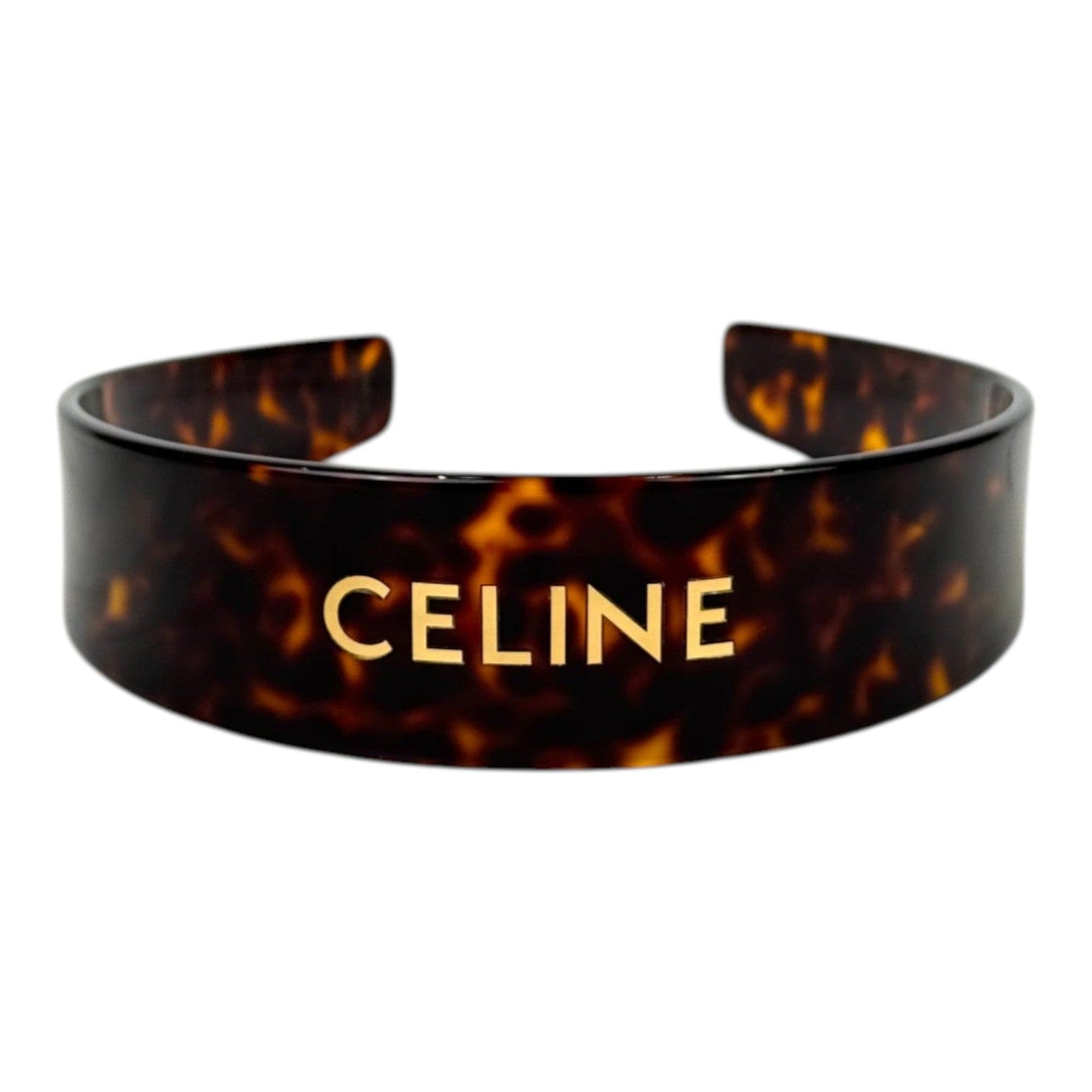Celine Celine Headband In Acetate and Gold Logo