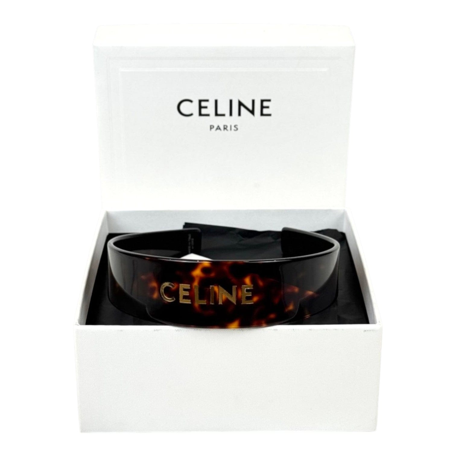 Celine Celine Headband In Acetate and Gold Logo