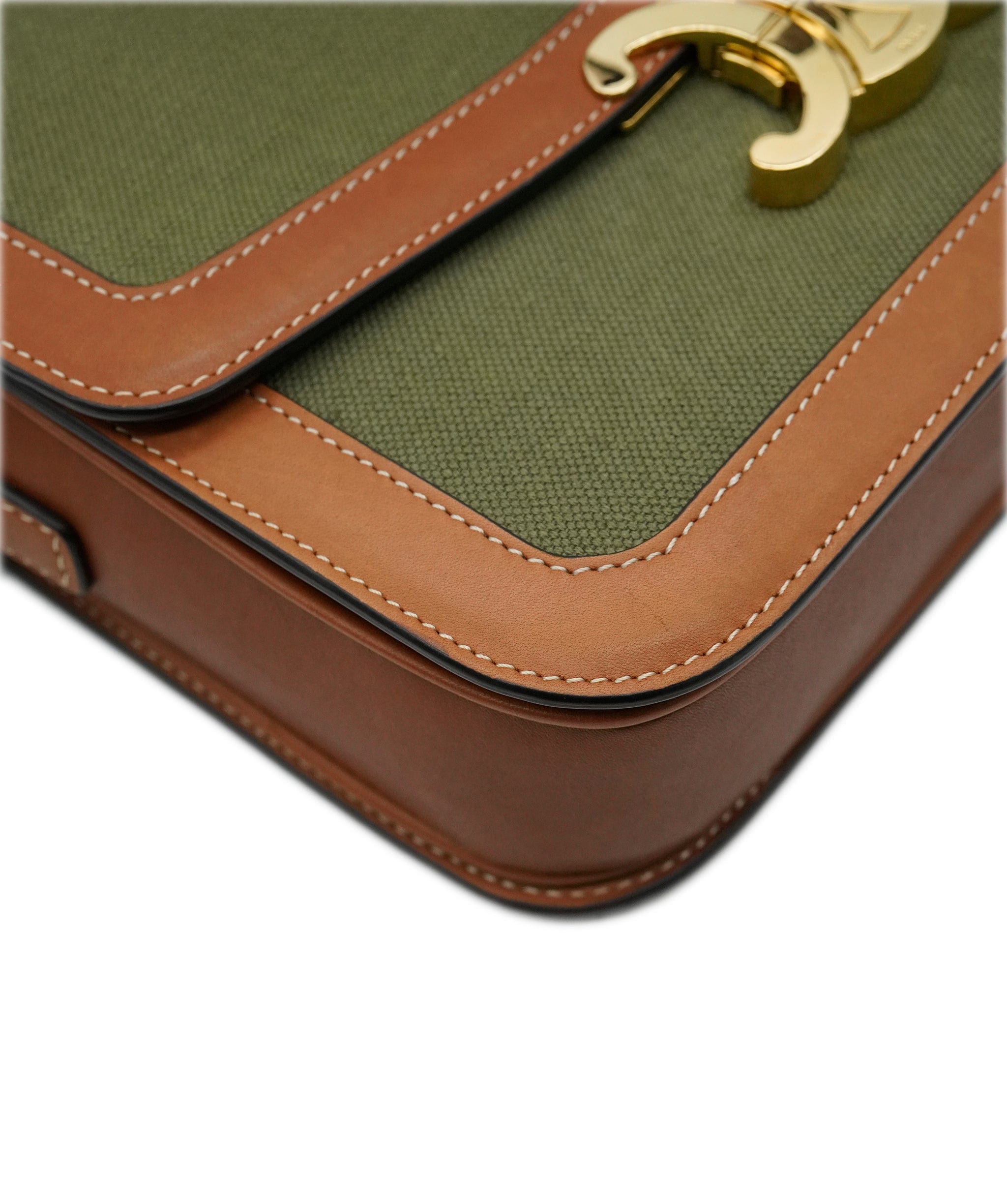 Celine Celine Triomphe Khaki and Tan Crossbody Bag - Current Season - ALL0772