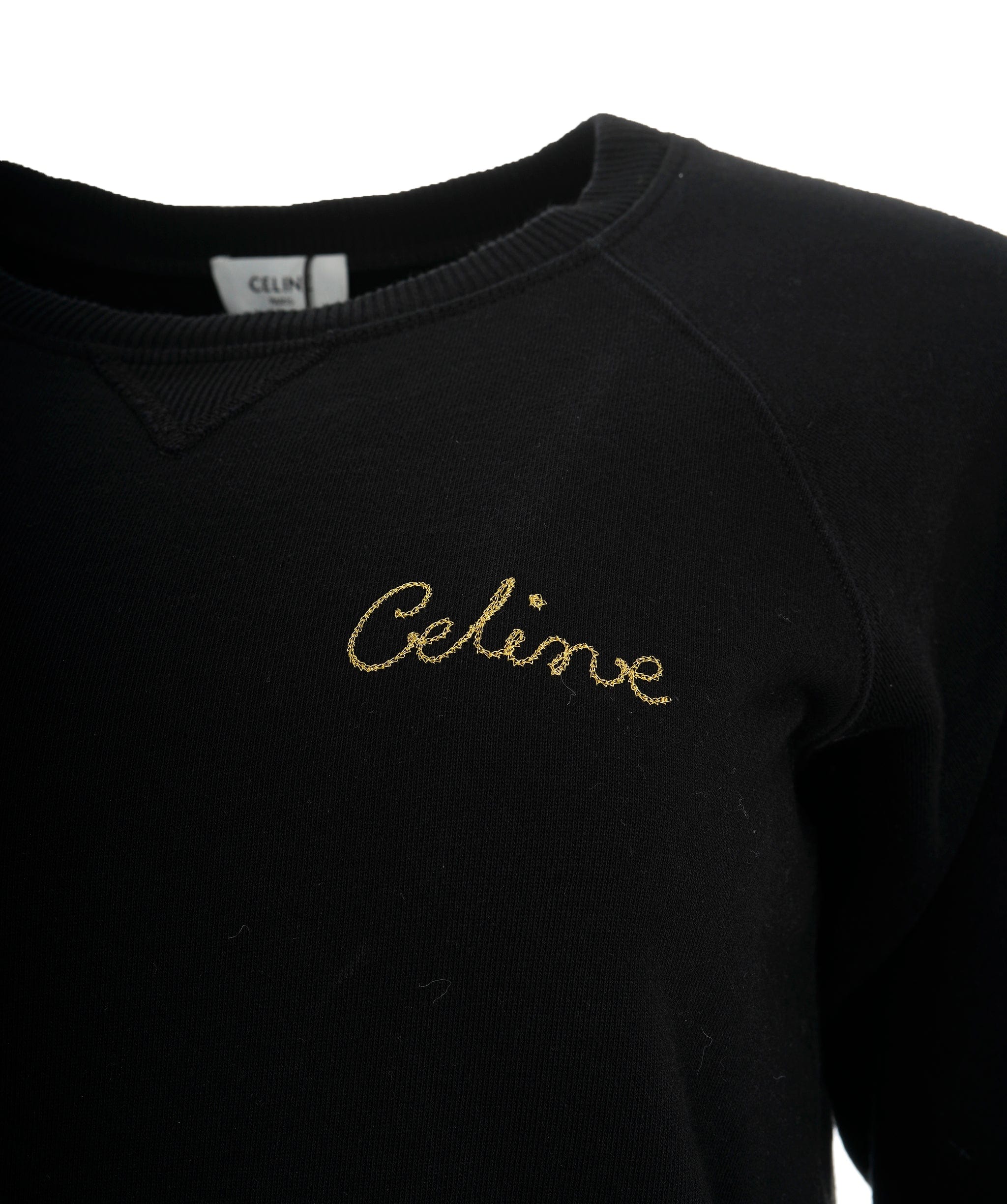 Celine Celine Black Cotton Embroidered Logo Sweatshirt ABL0061