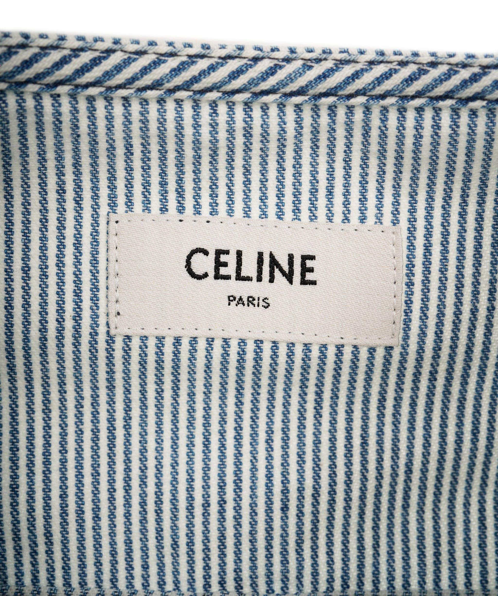 Celine Celine Blue & White Striped Triomphe Button Utility Short Dress ALC2173