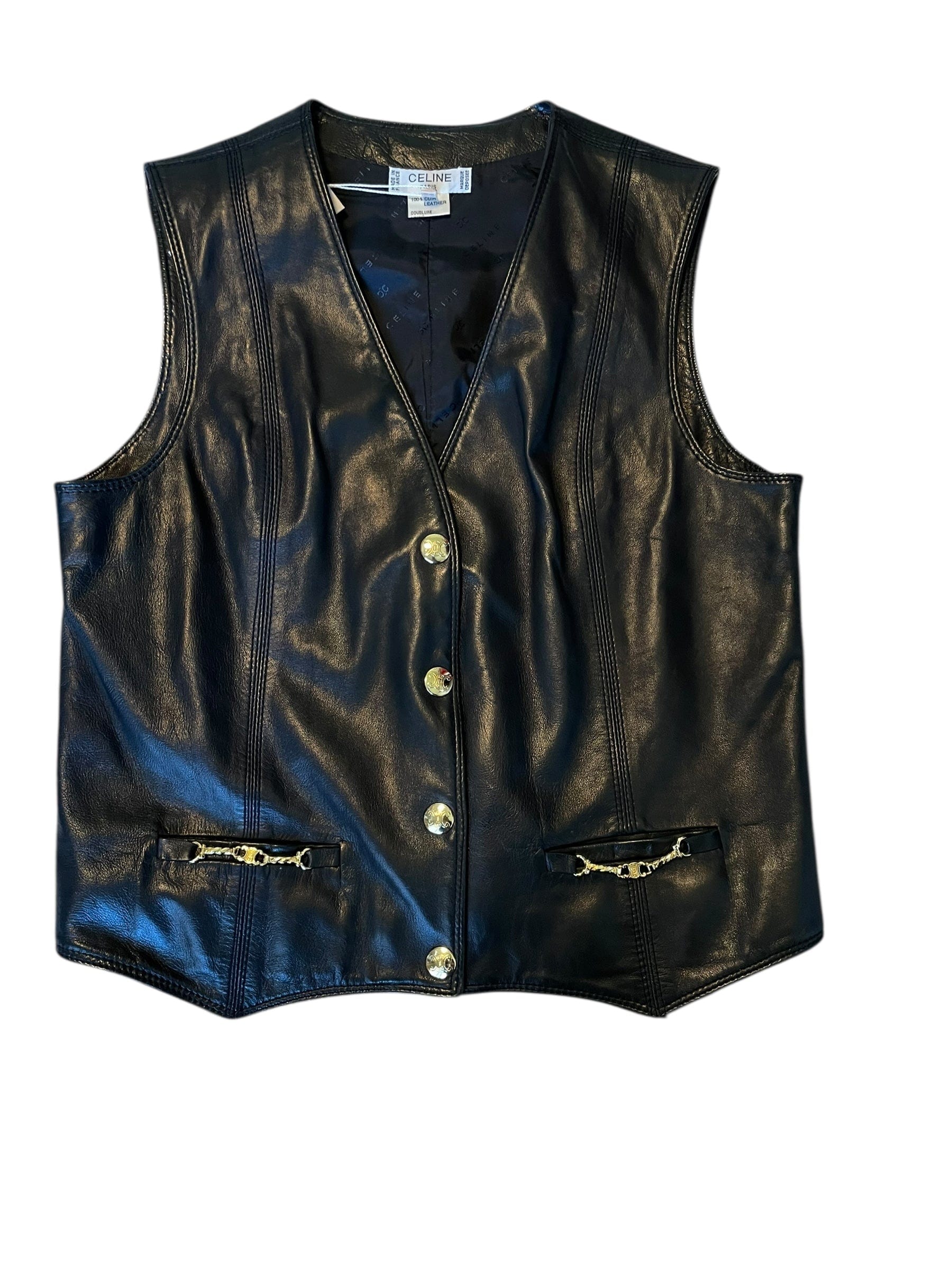 Celine Celine Leather Vest Black DXBK0499