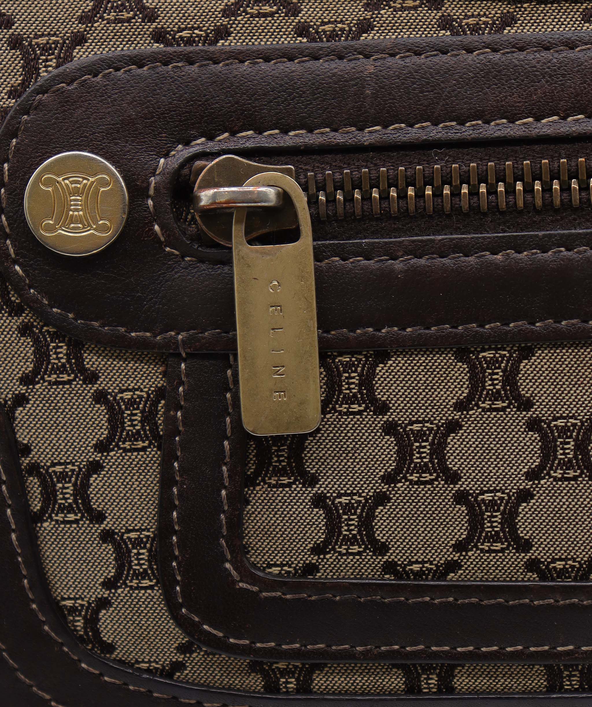 Celine Celine Macadam Logo Pochette Brown Canvas Leather DXBS3824