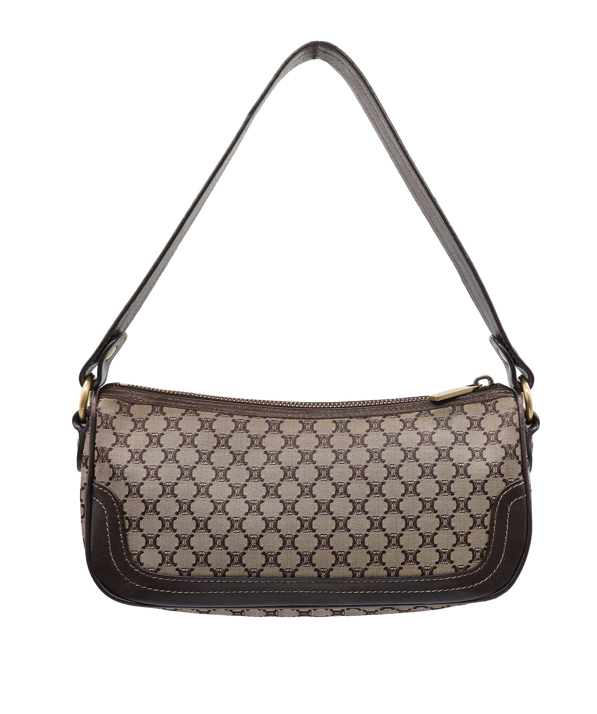 Celine Celine Macadam Logo Pochette Brown Canvas Leather DXBS3824