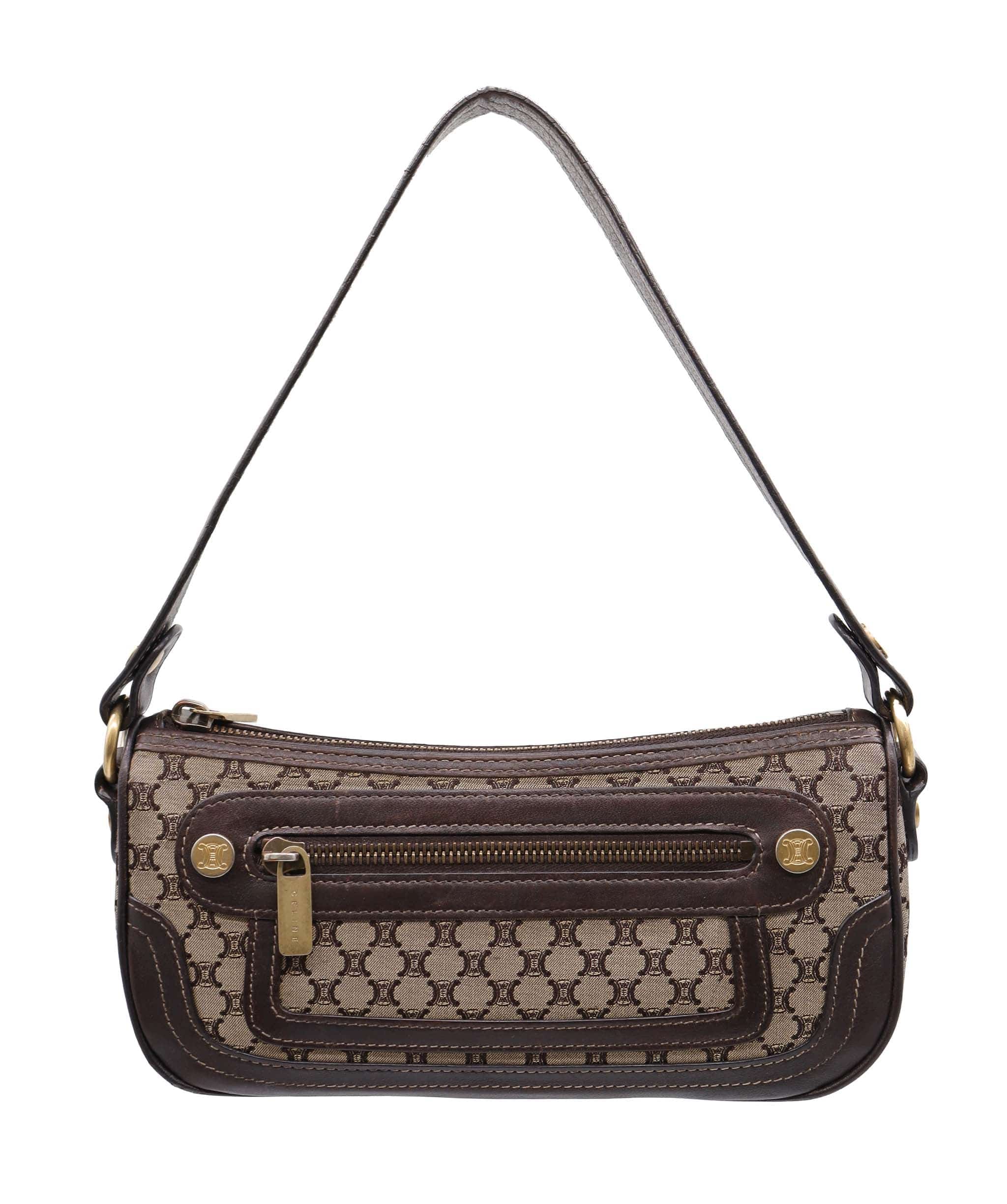 Celine Celine Macadam Logo Pochette Brown Canvas Leather DXBS3824