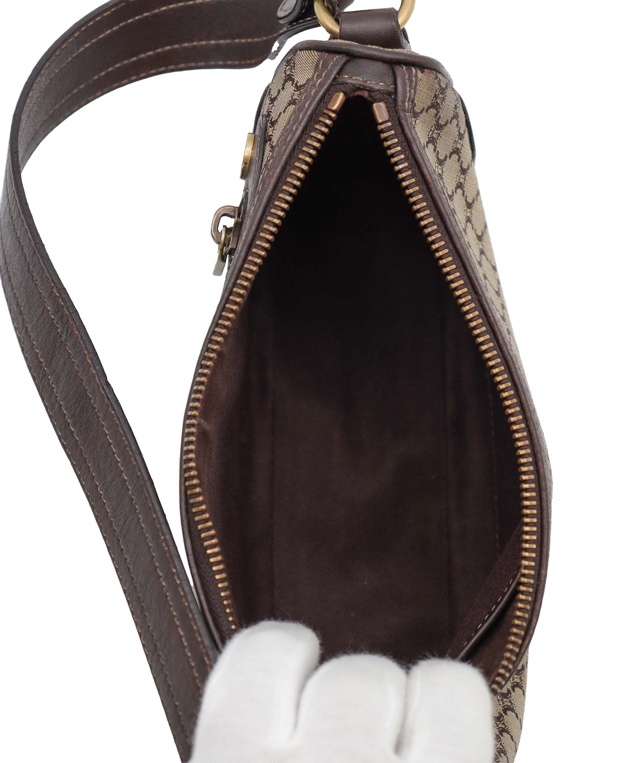 Celine Celine Macadam Logo Pochette Brown Canvas Leather DXBS3824