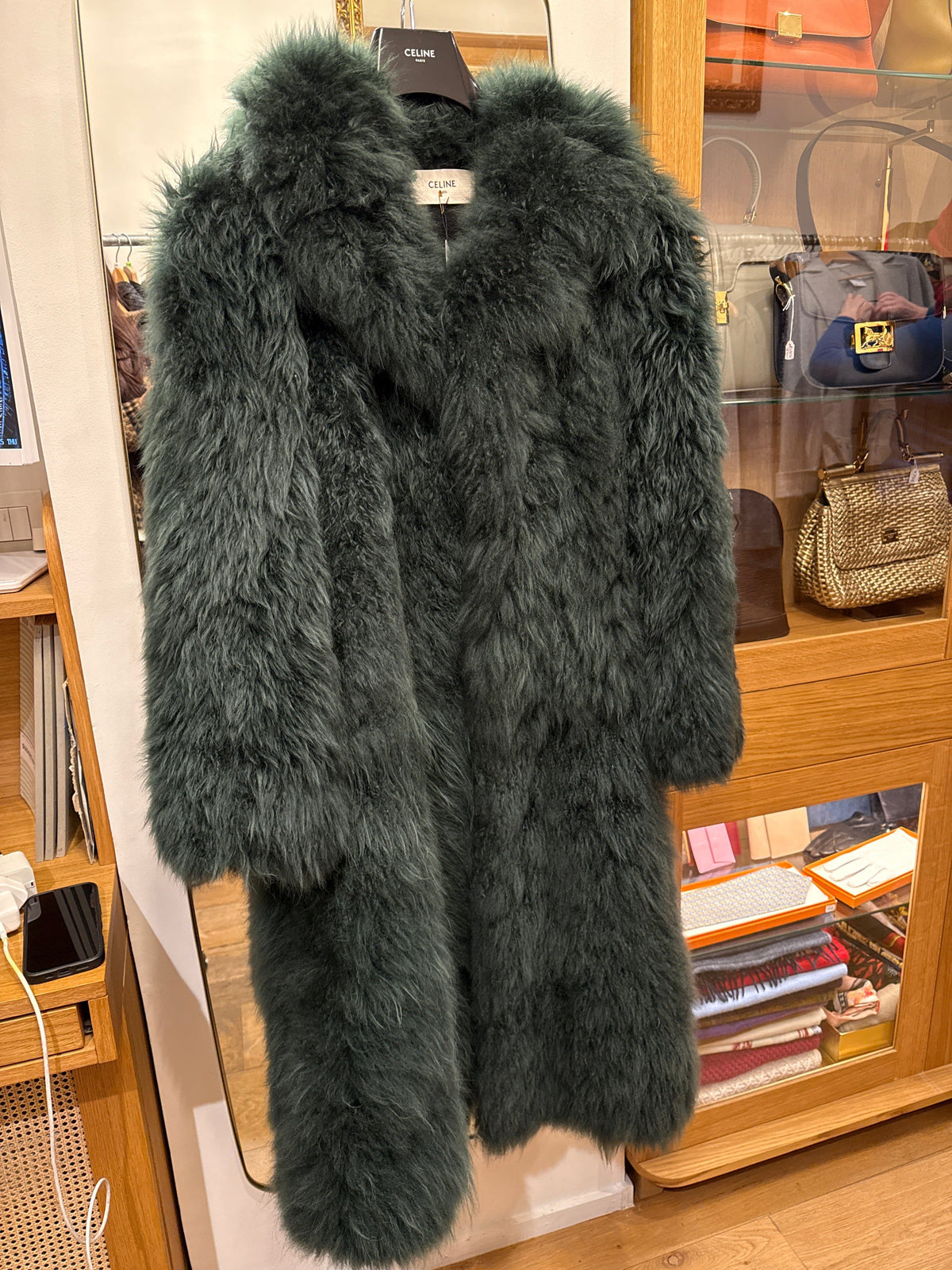 Celine Celine Mongalian lamb green coat AGC3082