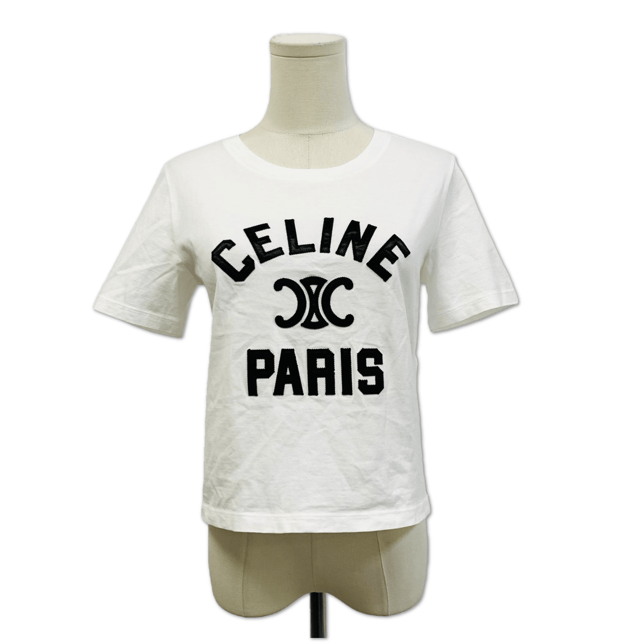 Celine Celine White Triomphe Paris Logo T-Shirt size S FQ0316120593