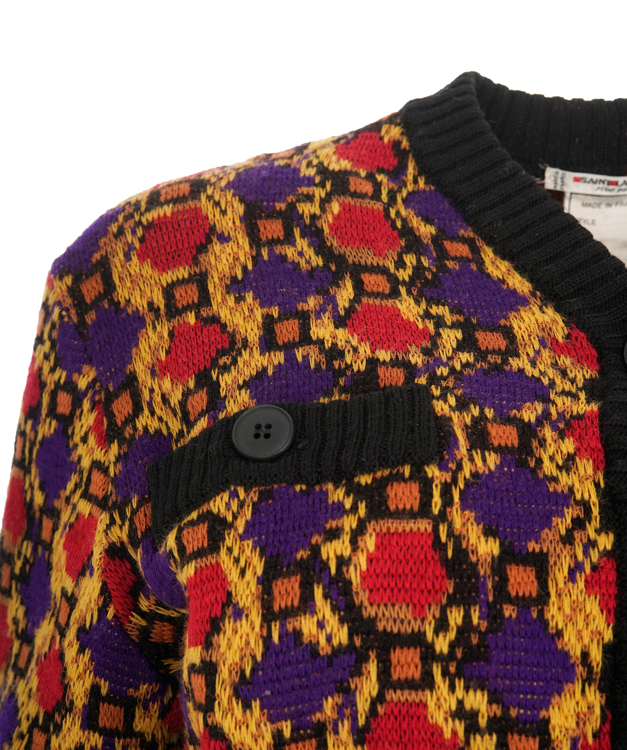 Celine Saint Laurent Black Vintage Detailed Knit Cardigan ALL0922