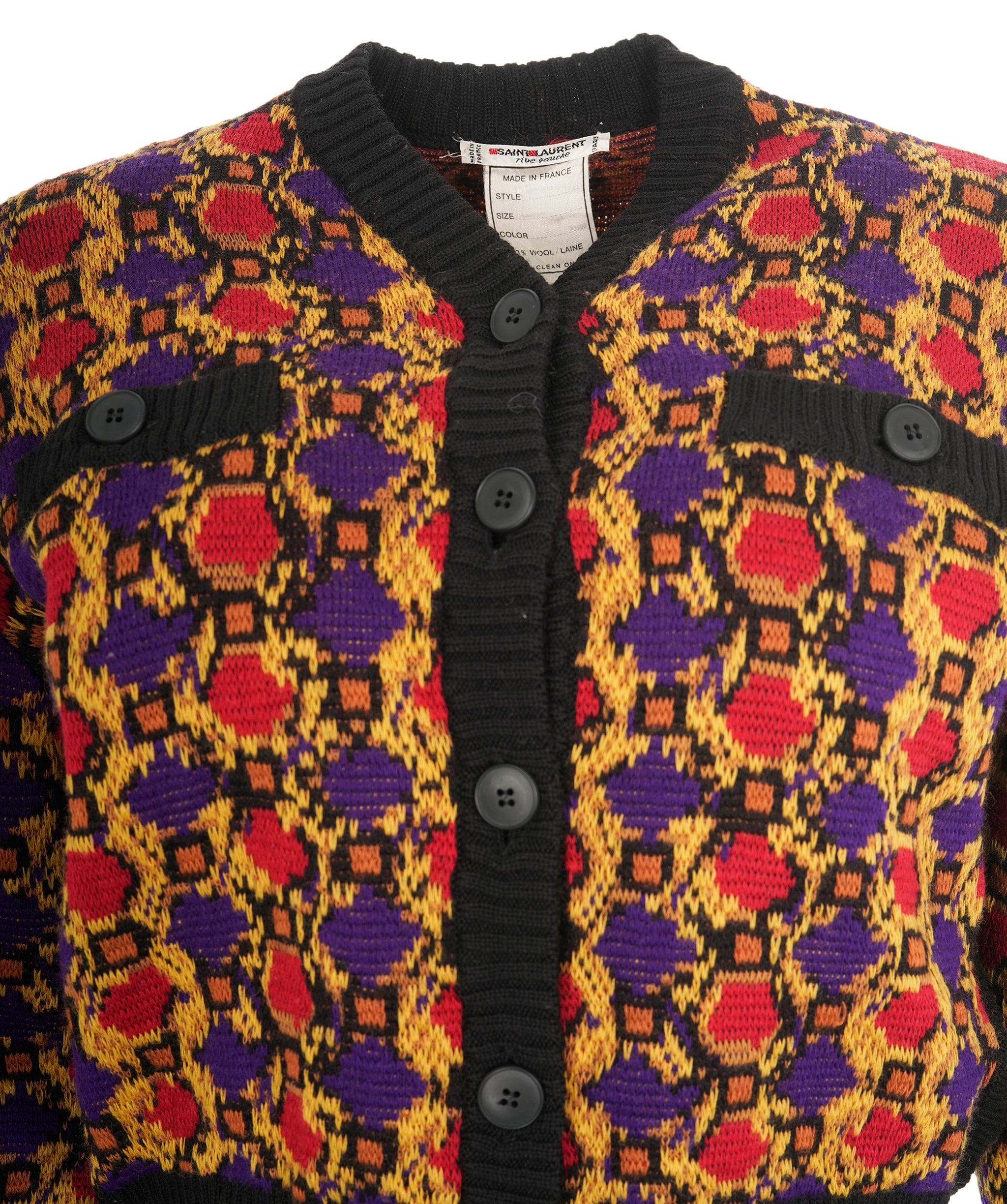 Celine Saint Laurent Black Vintage Detailed Knit Cardigan ALL0922