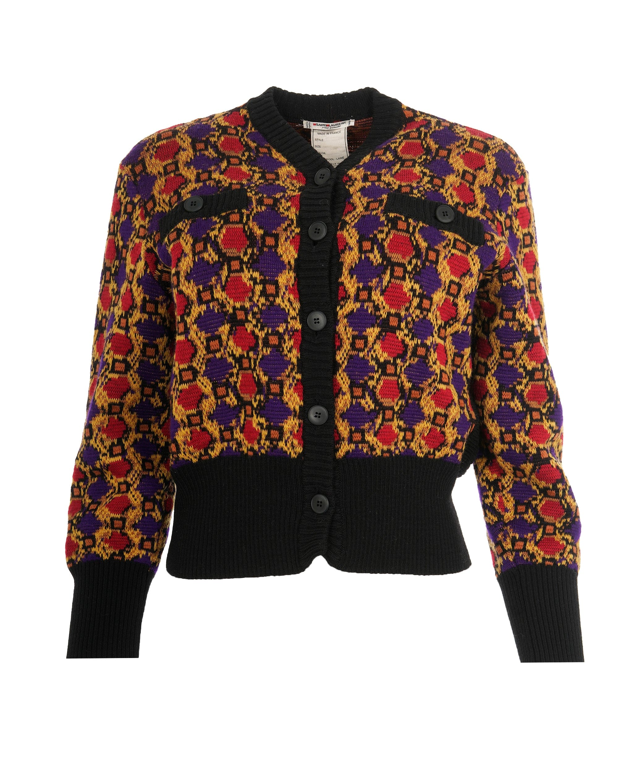 Celine Saint Laurent Black Vintage Detailed Knit Cardigan ALL0922