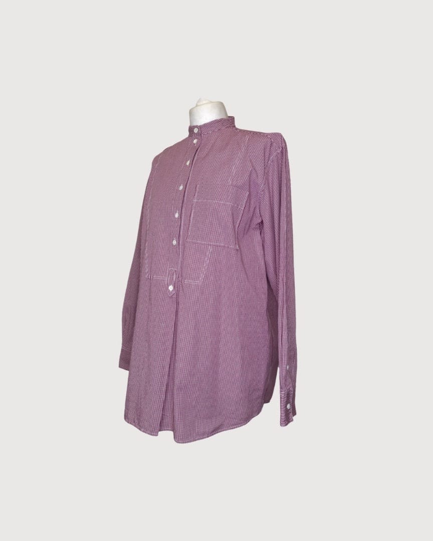 Celine Red / White Celine L/S Check Shirt, 12