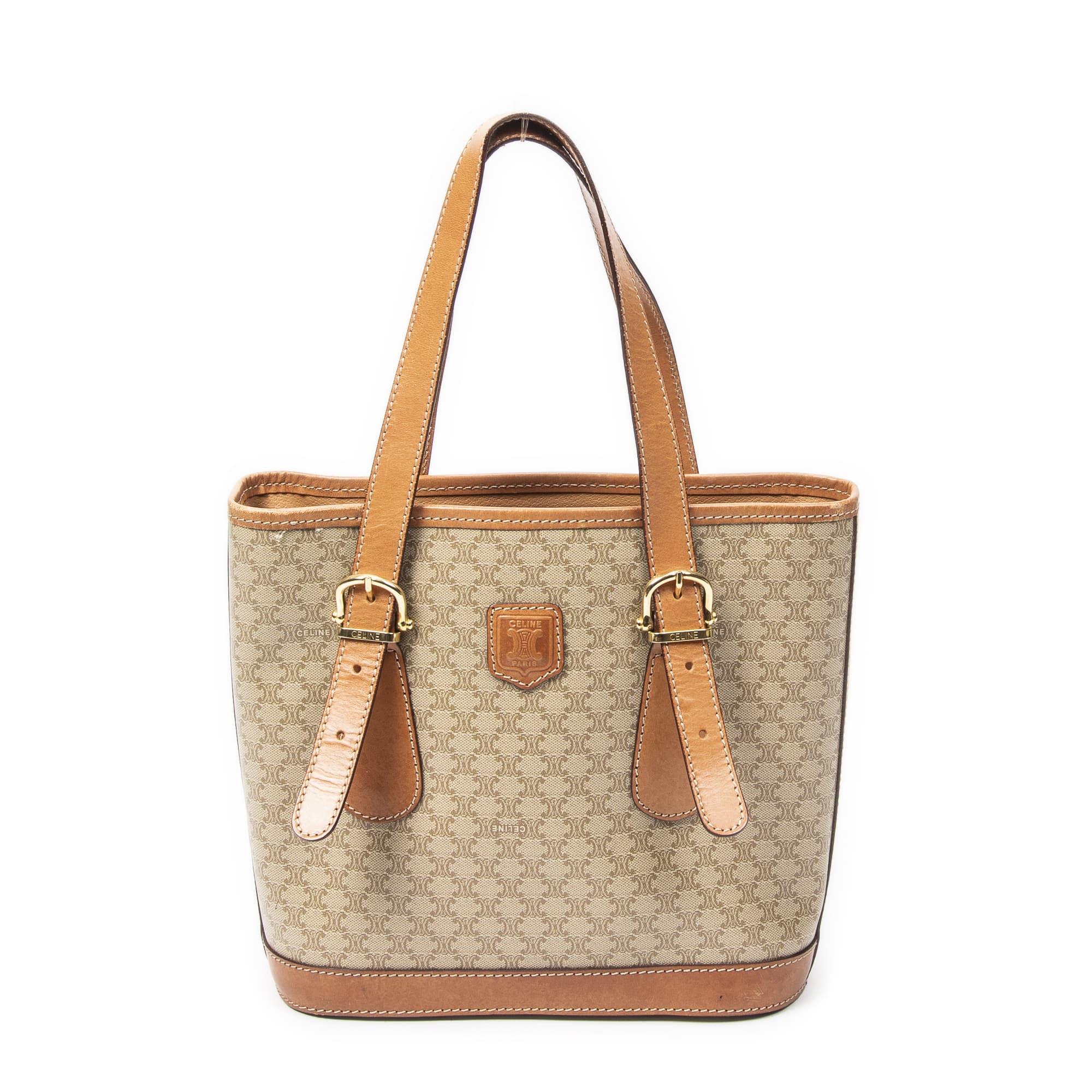 Celine Celine Beige/Brown Coated Canvas Vintage Small Shopping Tote ABC5081