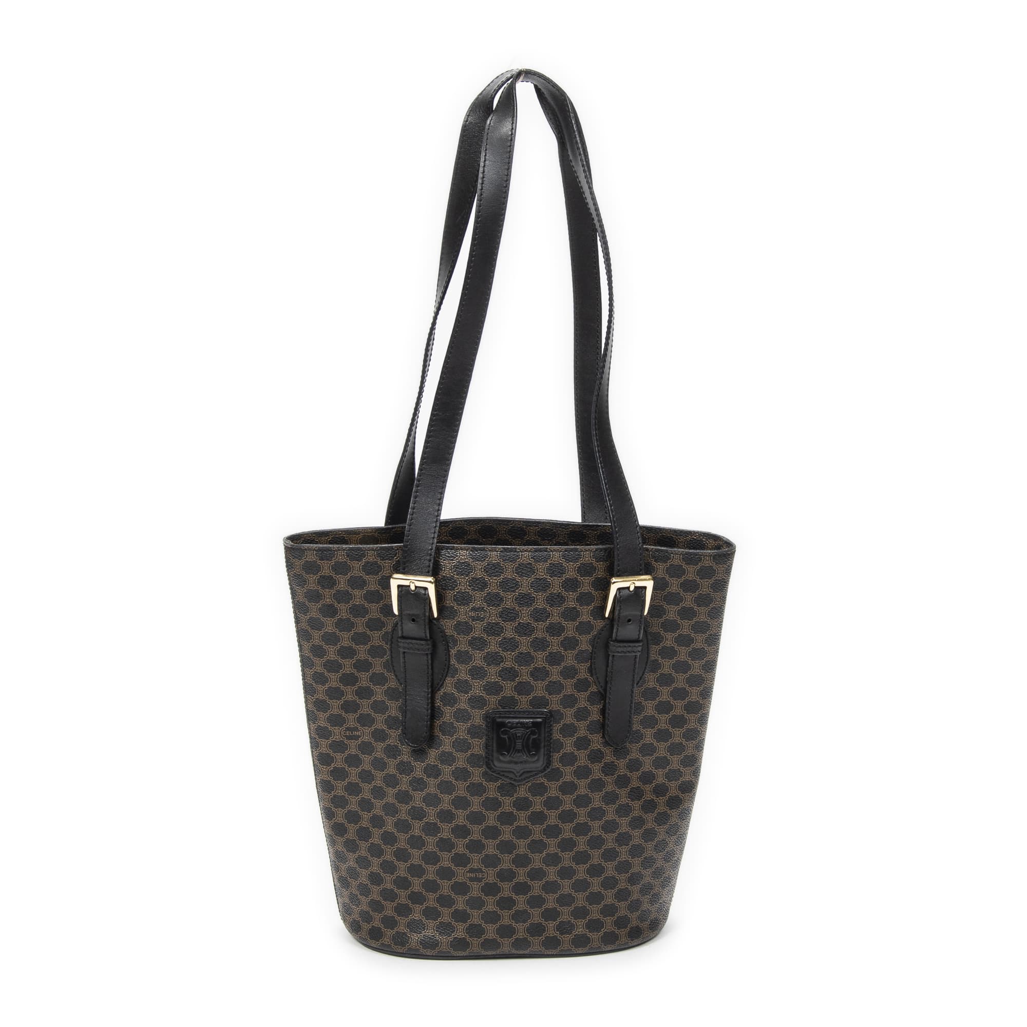 Celine Celine Black/Brown Coated Canvas Bucket Tote ABC6036