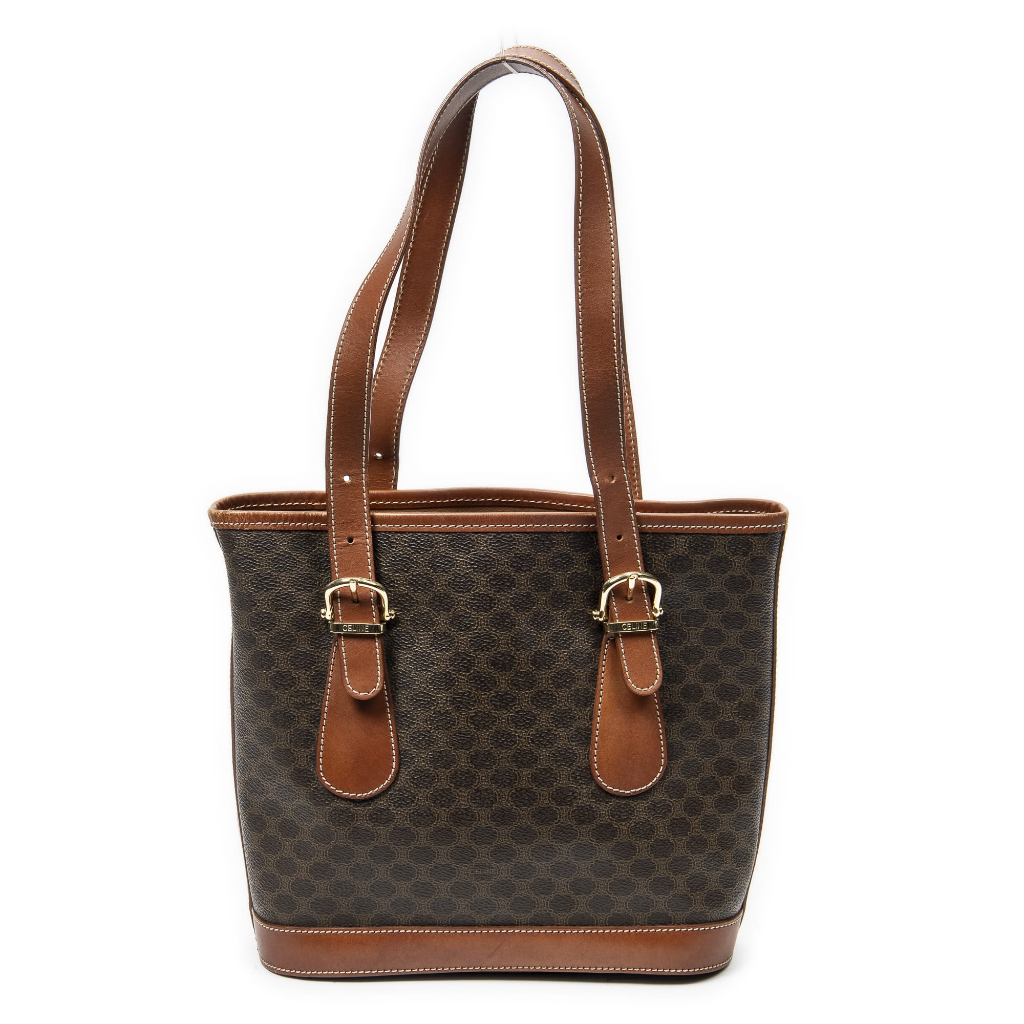 Celine Celine Brown Coated Canvas Bucket Tote ABC2711