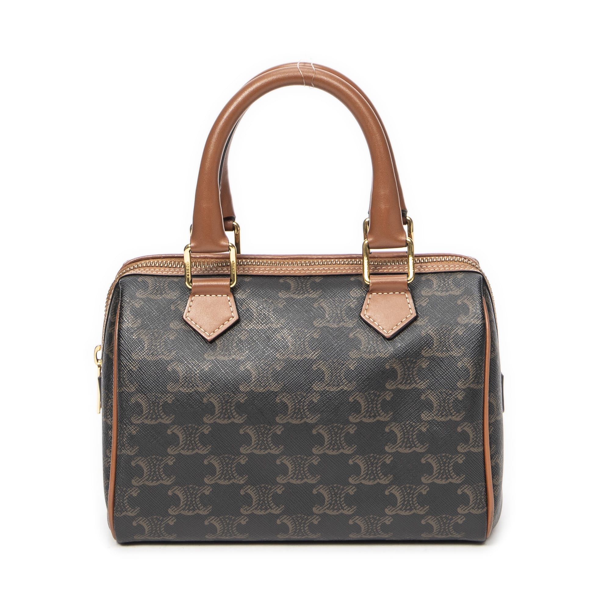 Celine Celine Brown Coated Canvas Small Boston ABB7295