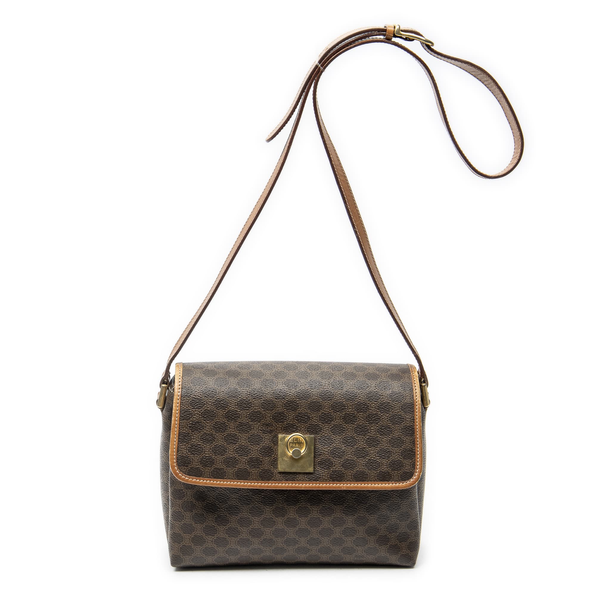 Celine Celine Brown Coated Canvas Vintage Small Flap Crossbody ABC4321