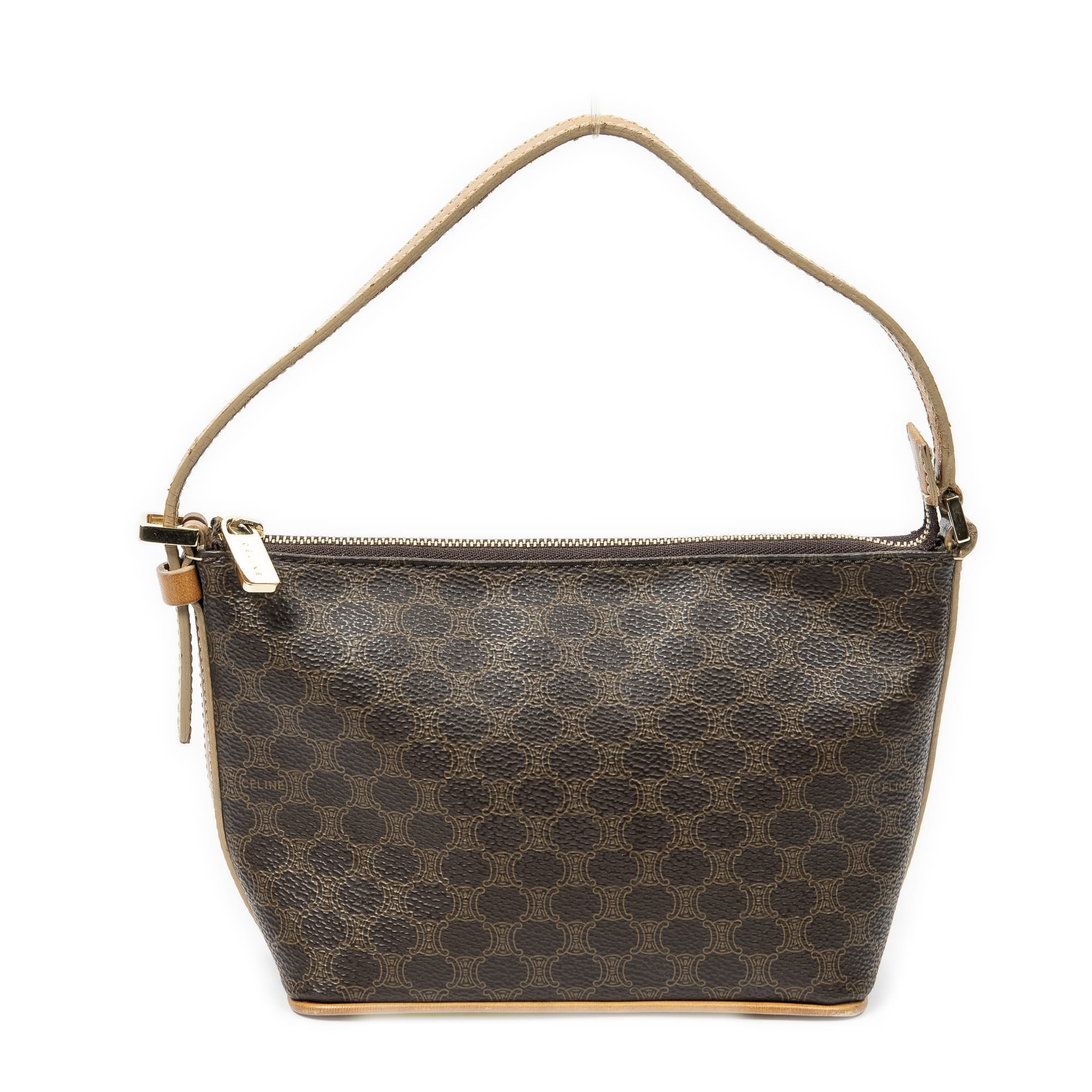 Celine Celine Brown Coated Canvas Vintage Zip Pochette ABC1286