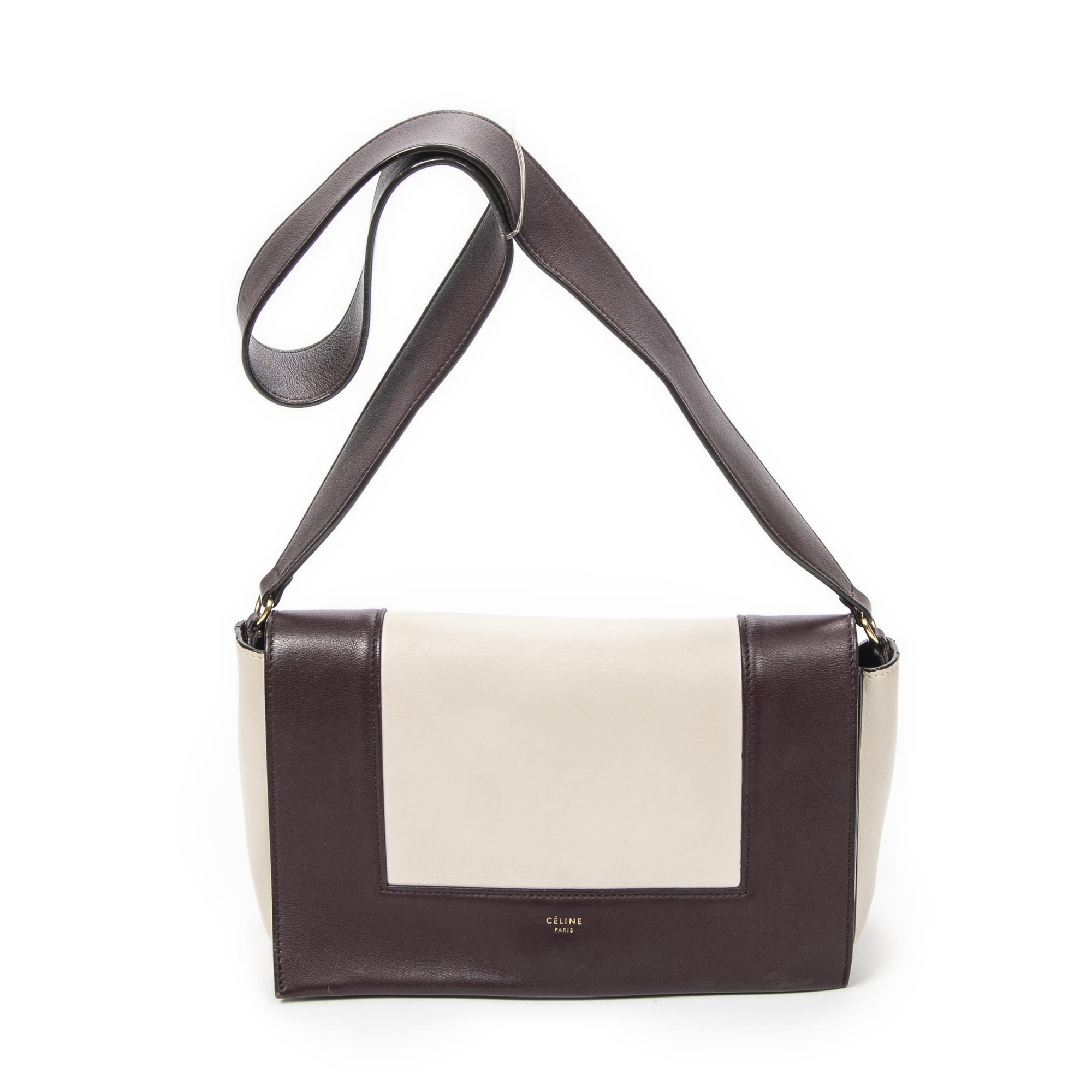 Celine Celine Plum/Beige Calf Leather Medium Frame Crossbody ABC7205