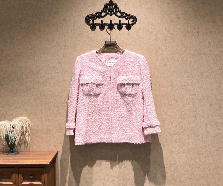 Chanel Chanel 21C Cherry Blossom Pink Tweed Long Coat / Size 36 / Brand New / 42625 SYCF42625