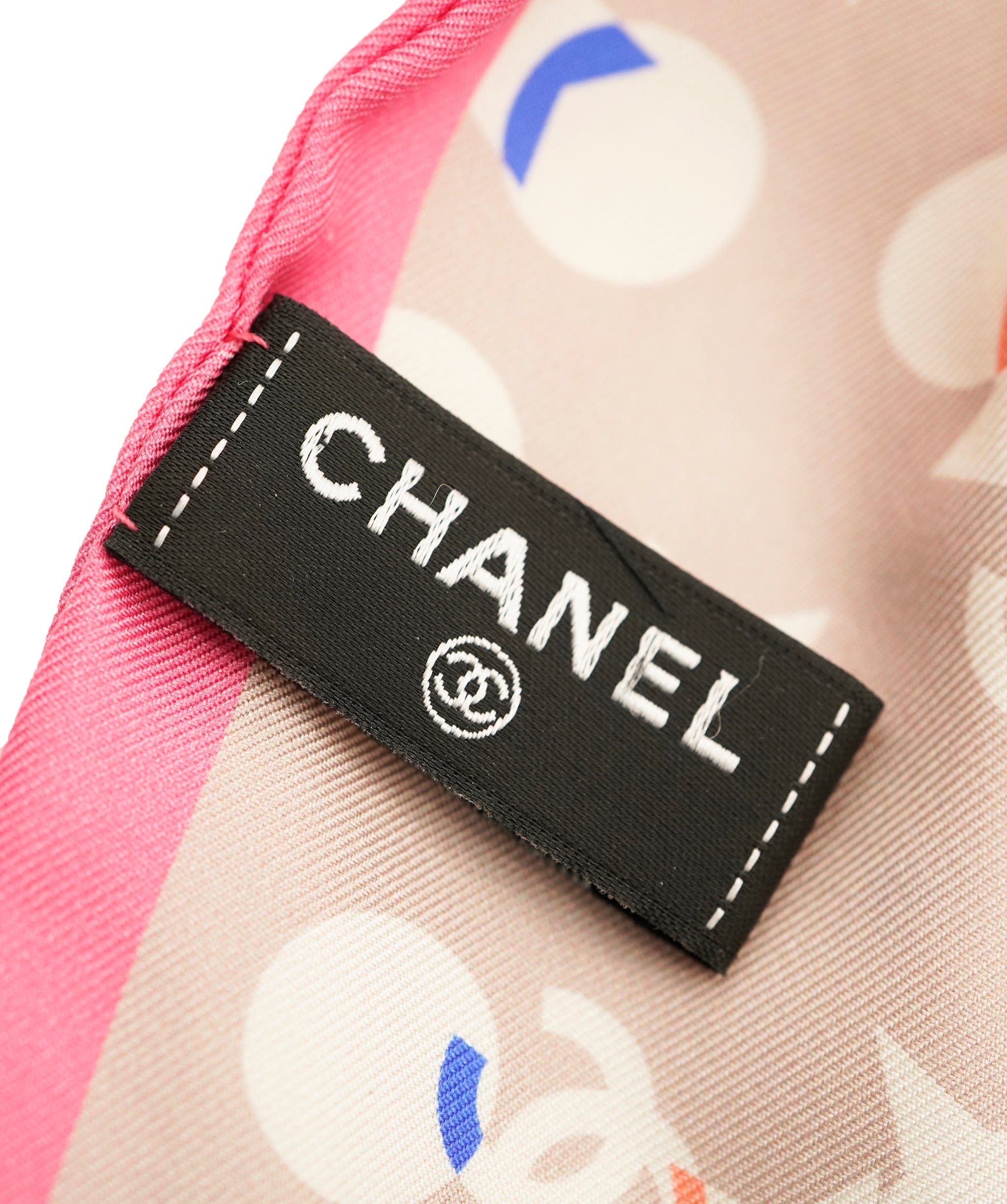 Chanel Chanel Beige/Pink Silk CC Twilly Hair Scarf ALC2311