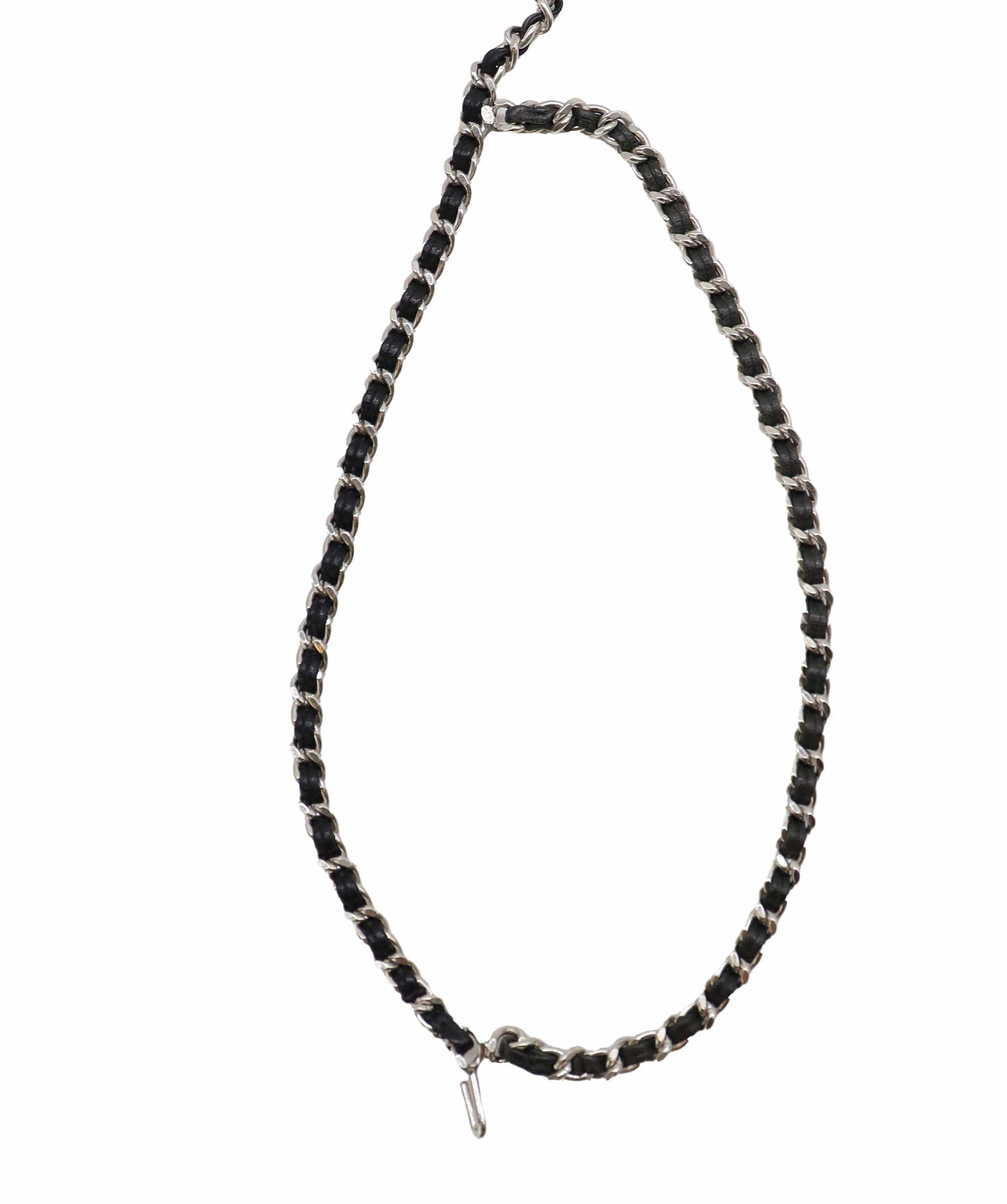 Chanel Chanel Belt Black Lambskin / Enamel CC Logo SHW #85 SKC2006