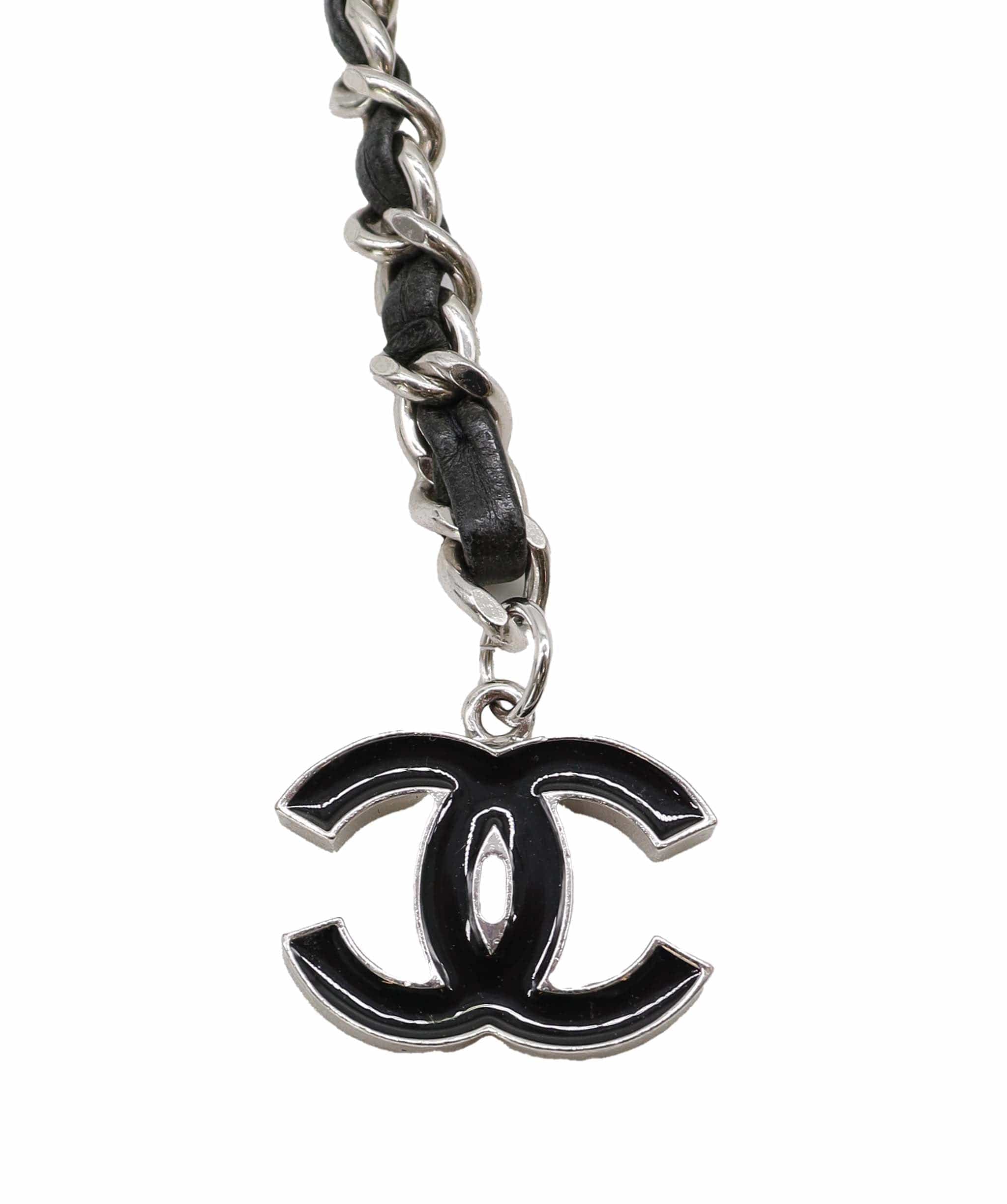 Chanel Chanel Belt Black Lambskin / Enamel CC Logo SHW #85 SKC2006