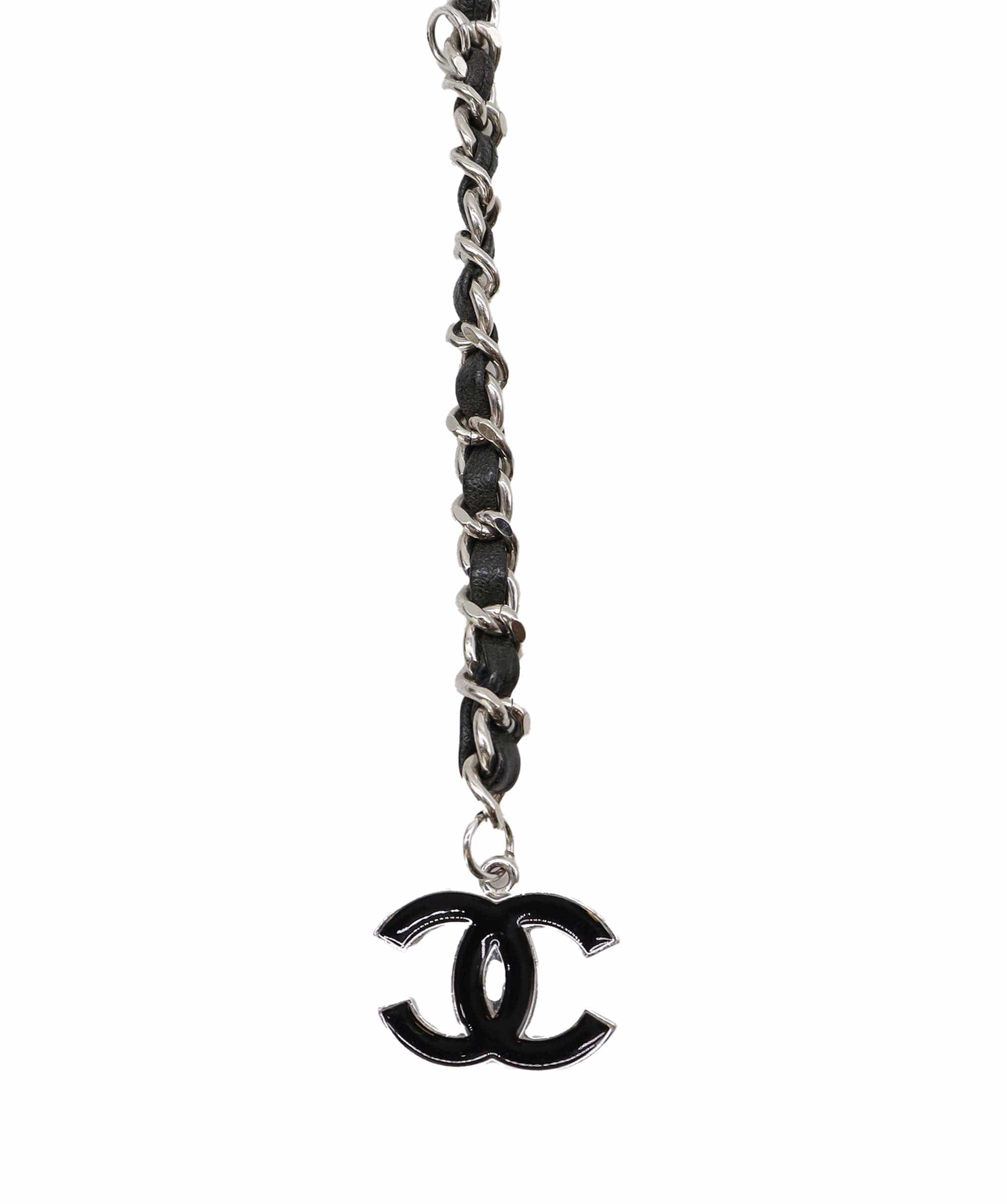 Chanel Chanel Belt Black Lambskin / Enamel CC Logo SHW #85 SKC2006