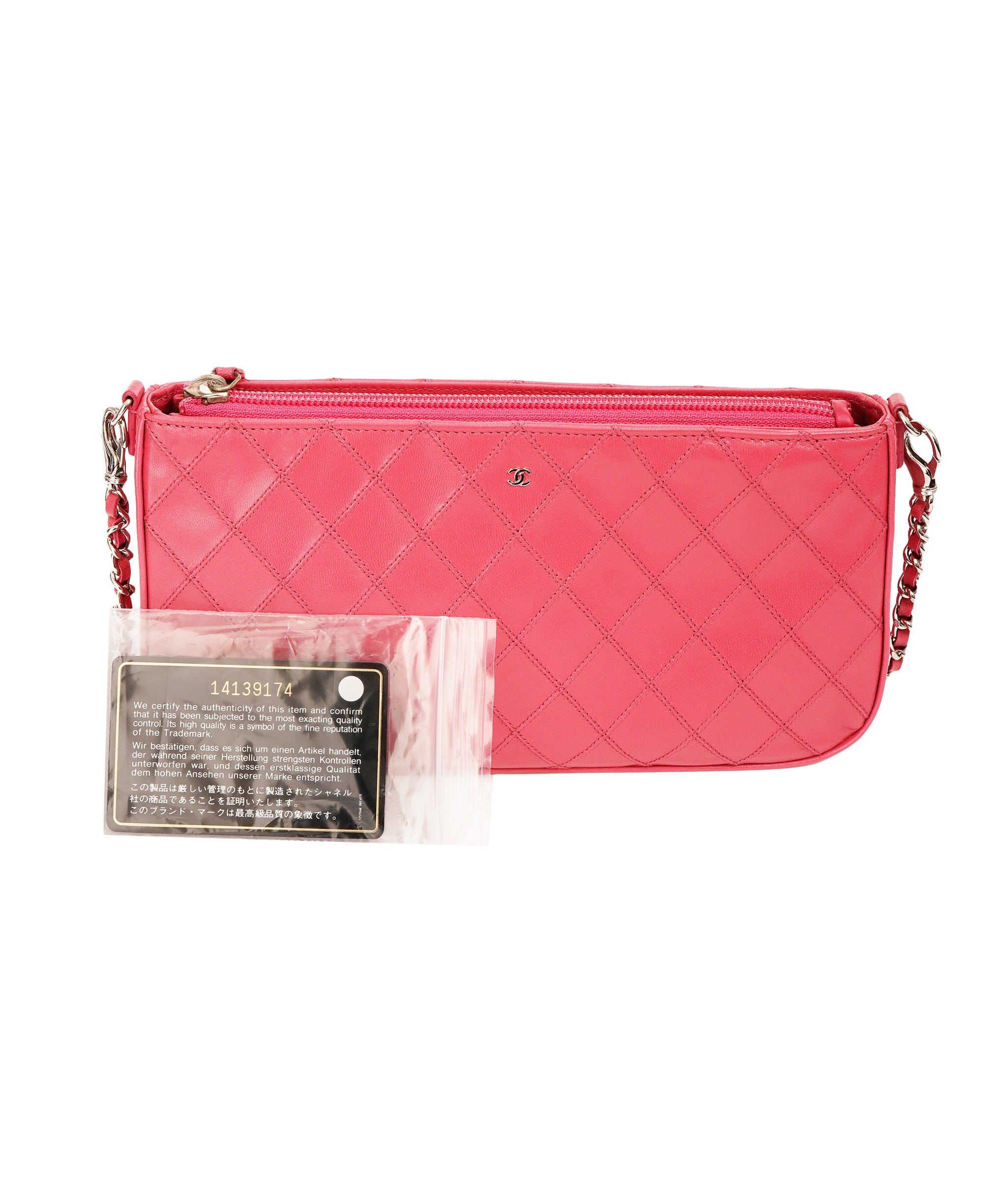 Chanel CHANEL Bicolore Chain Accessory Pouch Lamb Skin Pink CC DBXS1767