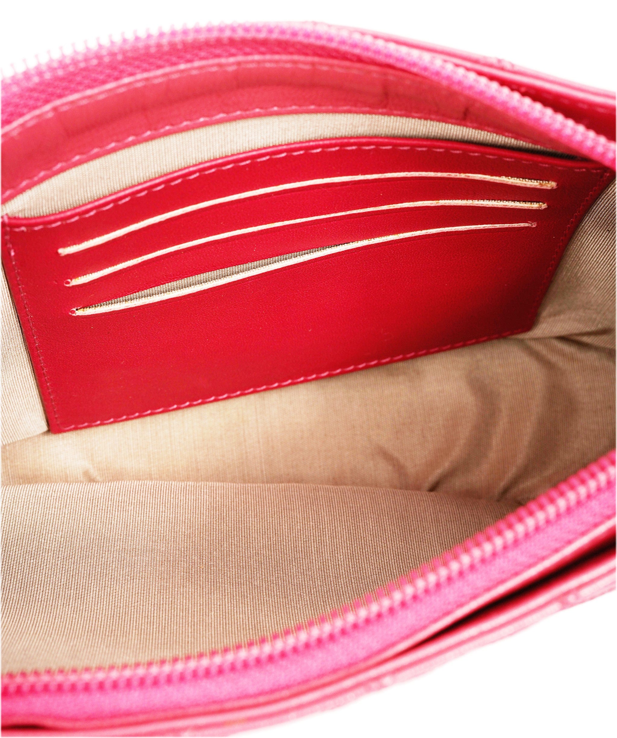 Chanel CHANEL Bicolore Chain Accessory Pouch Lamb Skin Pink CC DBXS1767