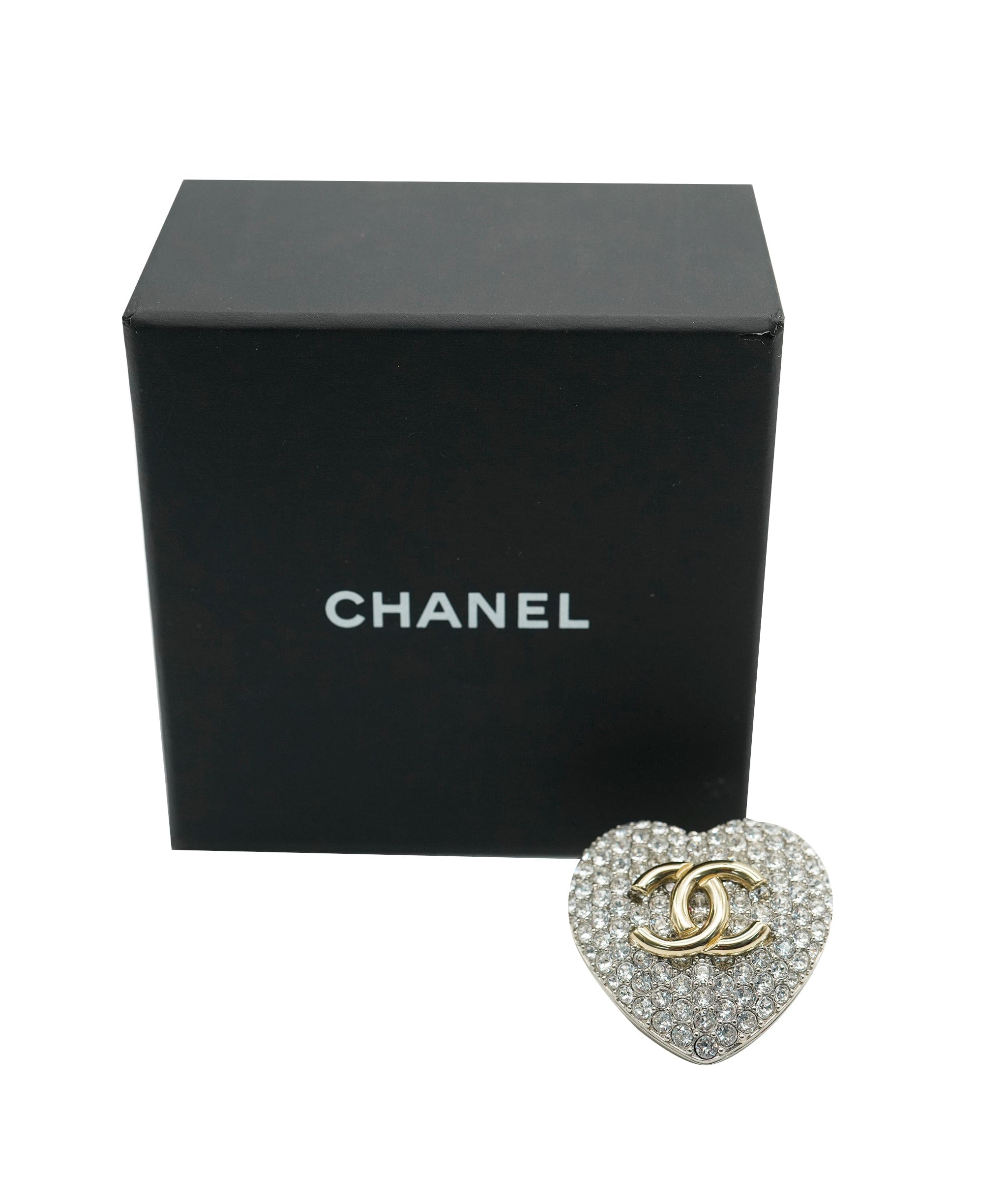 Chanel Chanel Big heart rhinestone cc brooch AVC1936