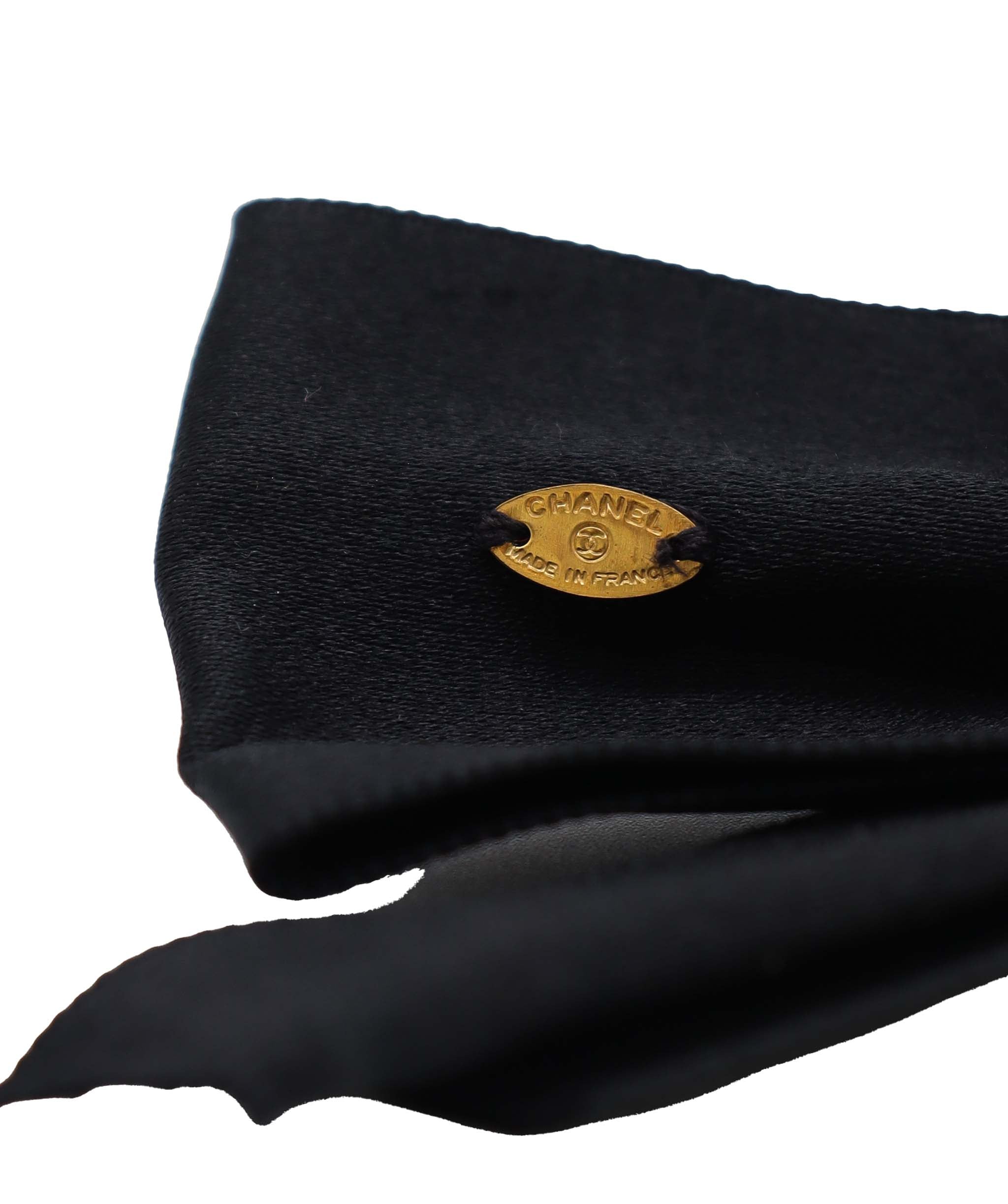 Chanel Chanel Black Satin Bow Hair Clip DXBS3681