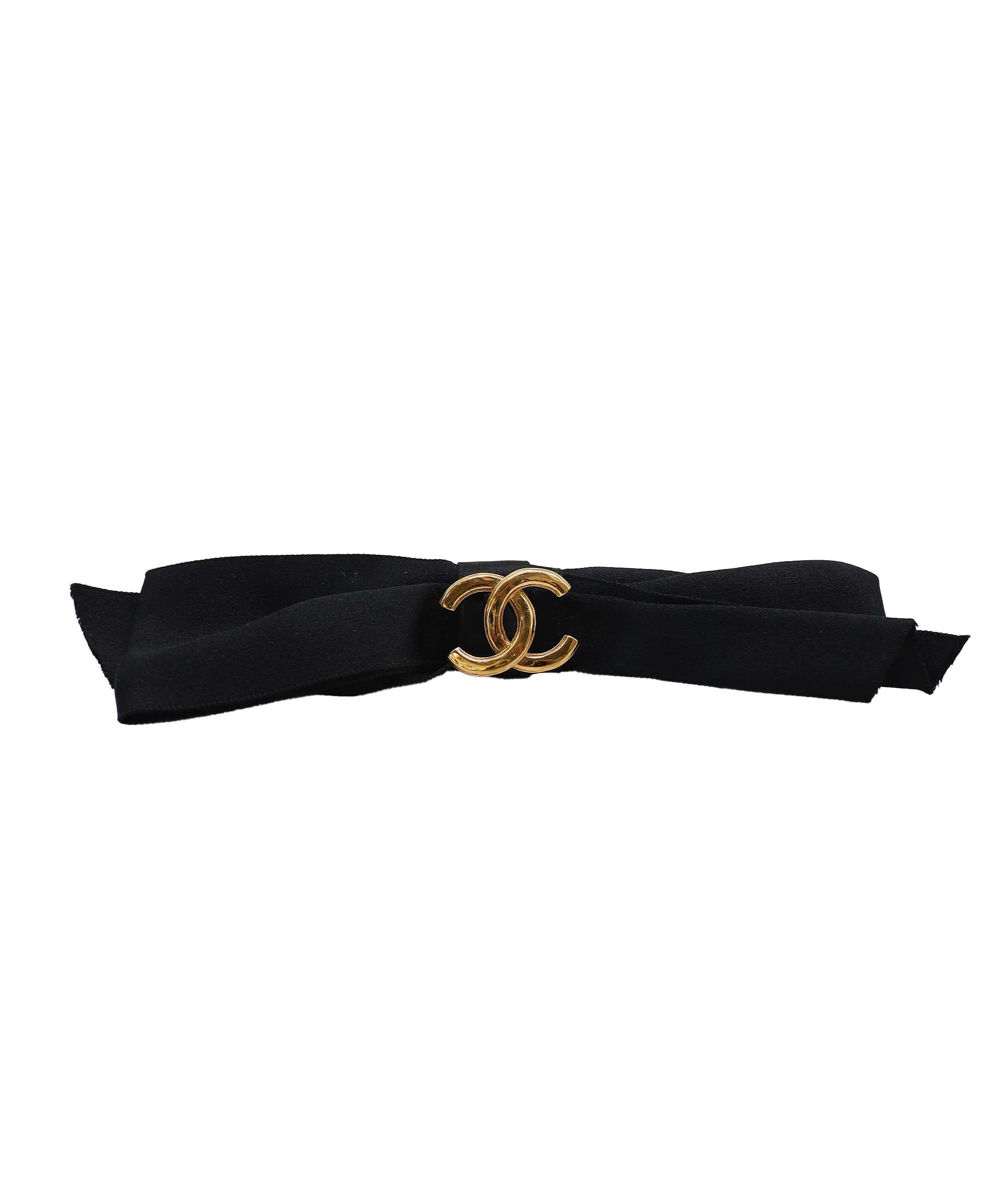 Chanel Chanel Black Satin Bow Hair Clip DXBS3681