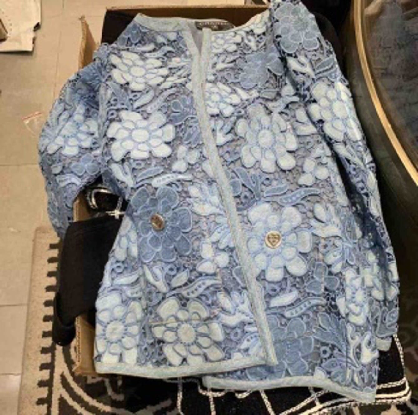 CHANEL Chanel Blue Openwork Embroidered Jacket US542639