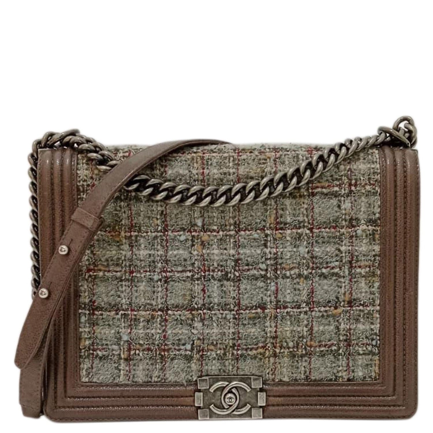 Chanel Chanel Boy Flap In Tweed / Toffee Caviar Leather RHW