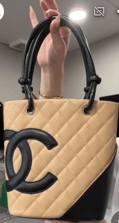 CHANEL CHANEL Calf Beige × Black Cambon Tote Small B0708XAQ76
