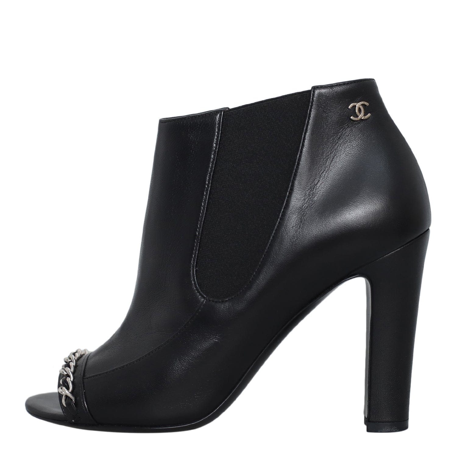 Chanel Chanel Chain Peep-Toe Ankle Boots