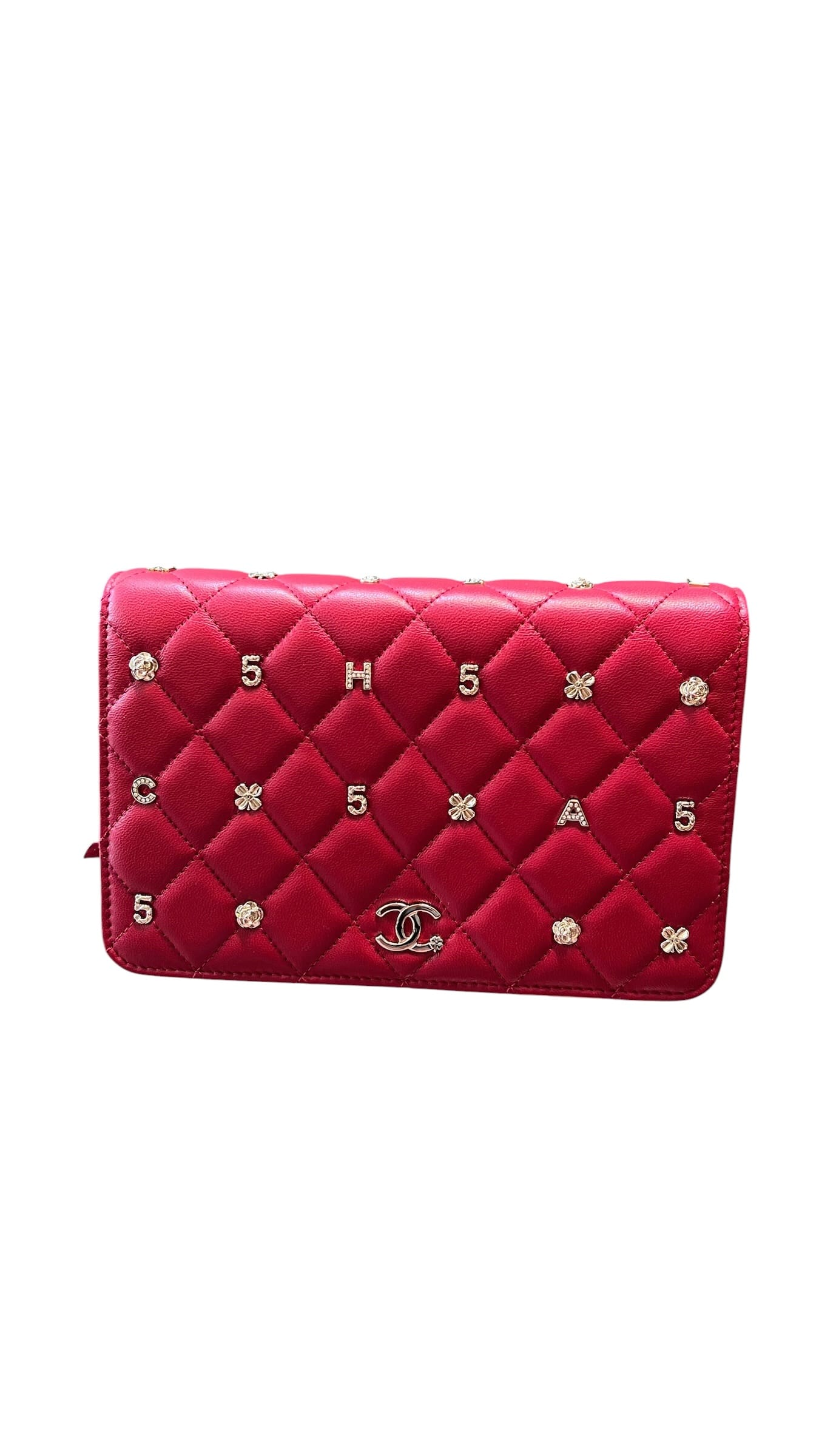 Chanel Chanel Charms Red Wallet On Chain Lambskin LGHW #30 SSLG1044